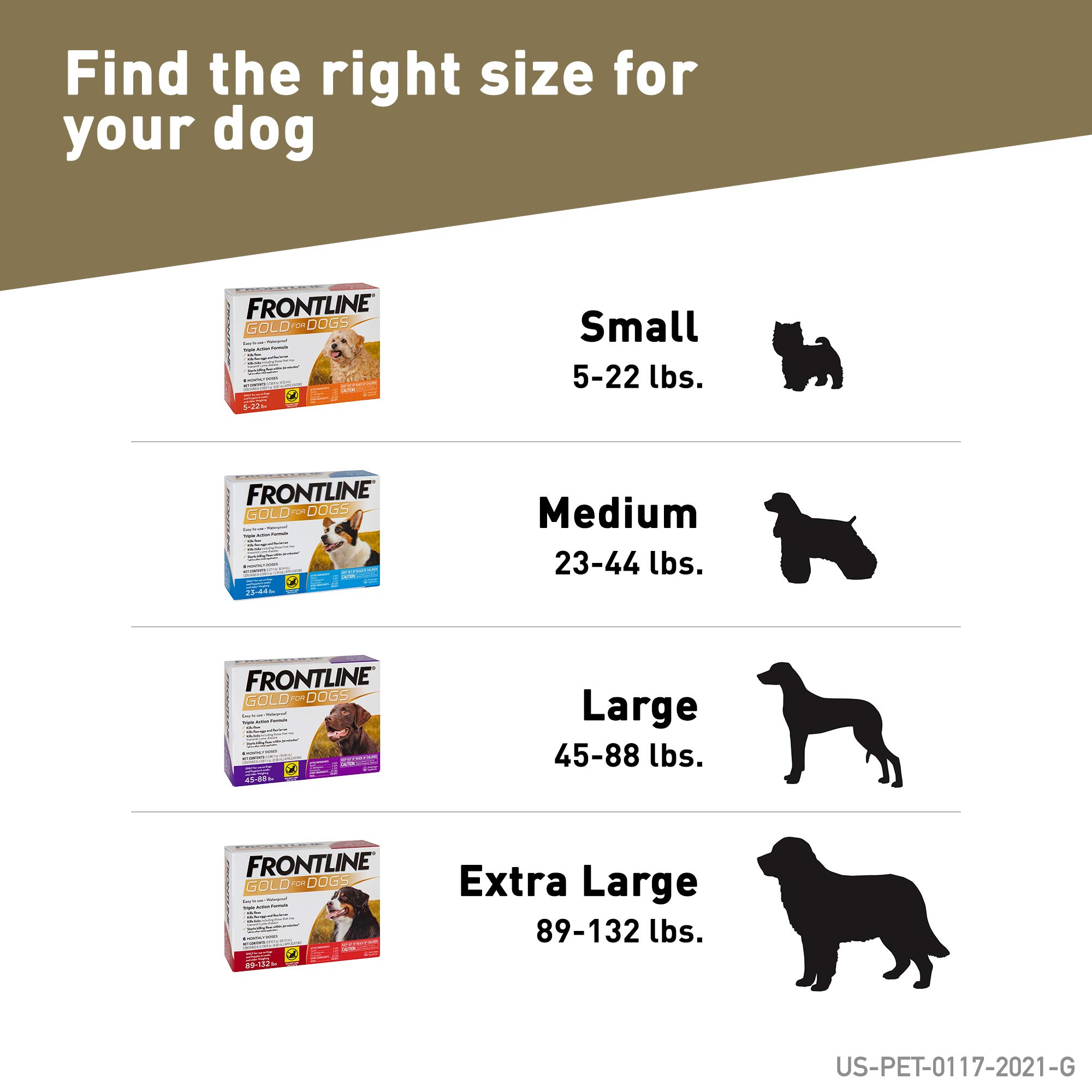 FRONTLINE Gold Flea & Tick Treatment for Large Dogs (45-88 lbs) - 6 Month Supply | Fast-Acting Flea Prevention & Tick Control for Dogs | Home & Outdoor Protection