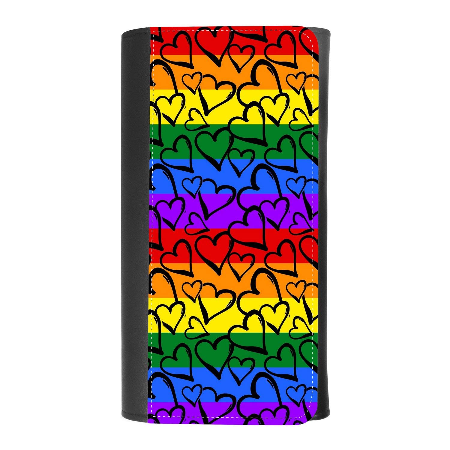 Rainbow Hearts LGBT Pride Women's Leather Trifold Wallet with Credit Card Holder & Phone Pocket - Perfect for Everyday Use, Travel, and Pride Events