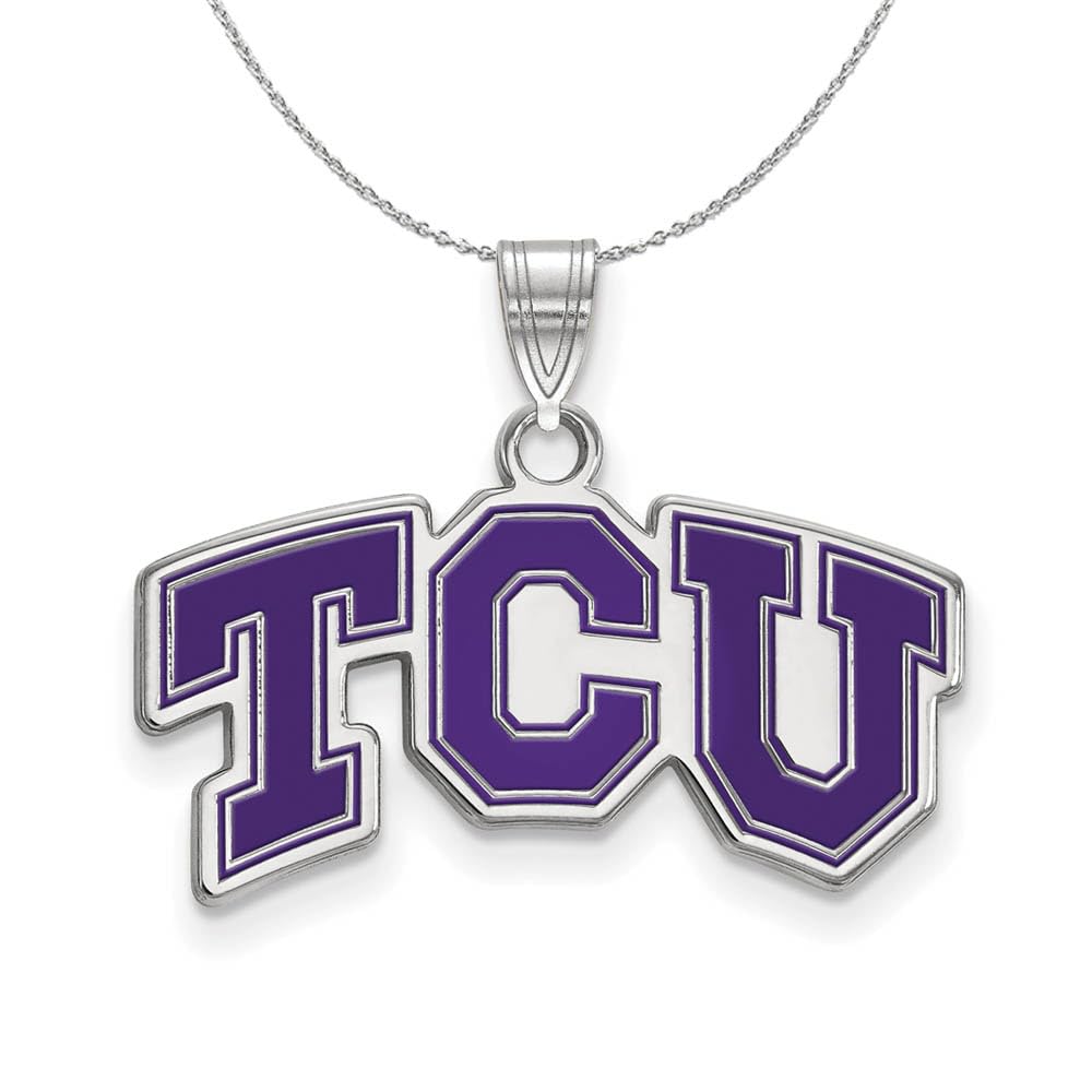 Texas Christian University Sterling Silver Black Bow Enamel Necklace - Perfect for Graduation Gifts, School Spirit & TCU Fans