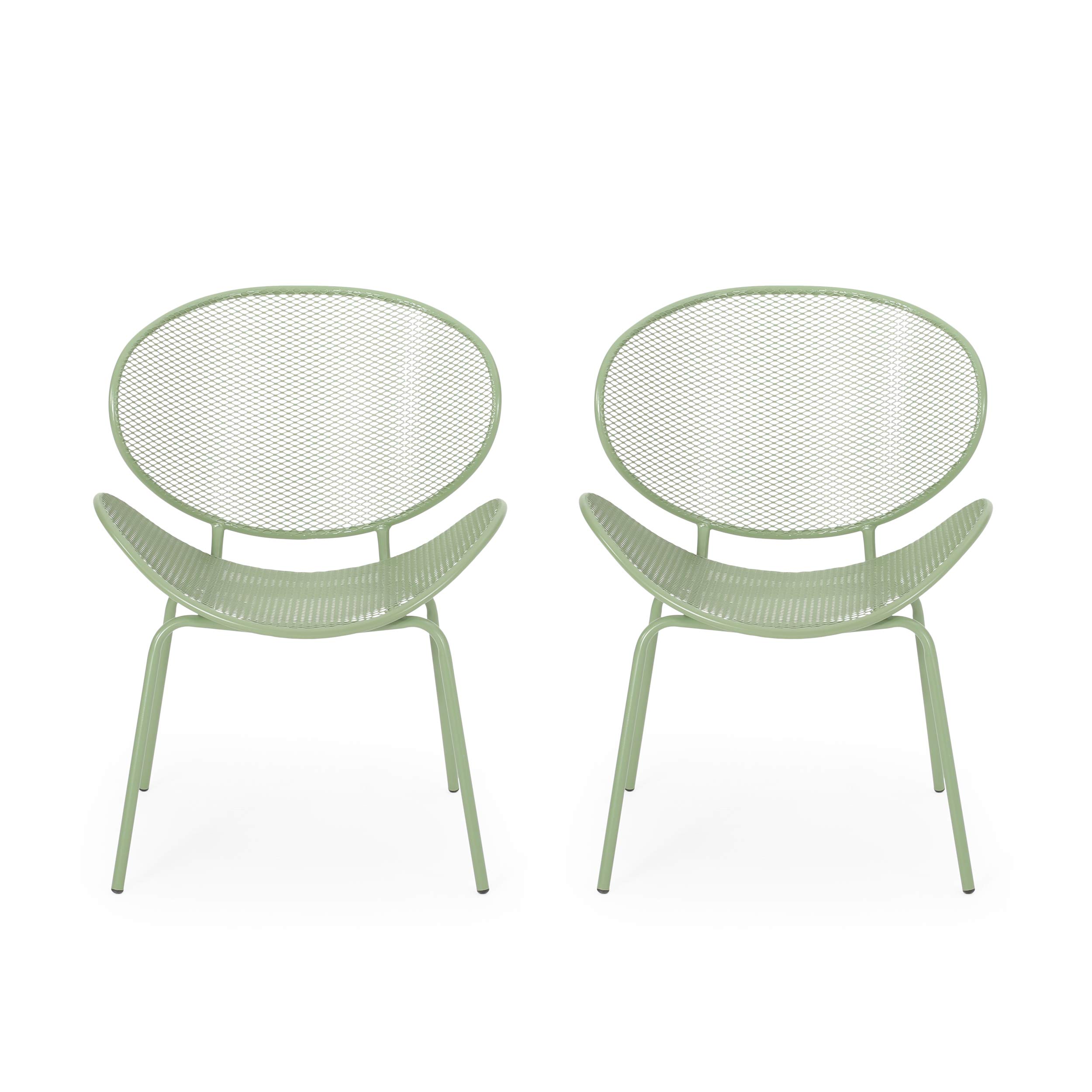 GDF Studio Outdoor Dining Chairs (Set of 2) - Matte Green Patio Furniture for Garden, Backyard, Poolside & Balcony Use