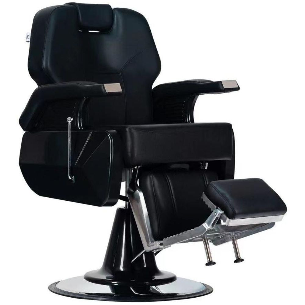 Premium Modern Black Extra Wide Hydraulic Recline Barber Chair for Salon & Spa - Professional Styling, Haircut & Shaving Chair with Adjustable Height & Footrest