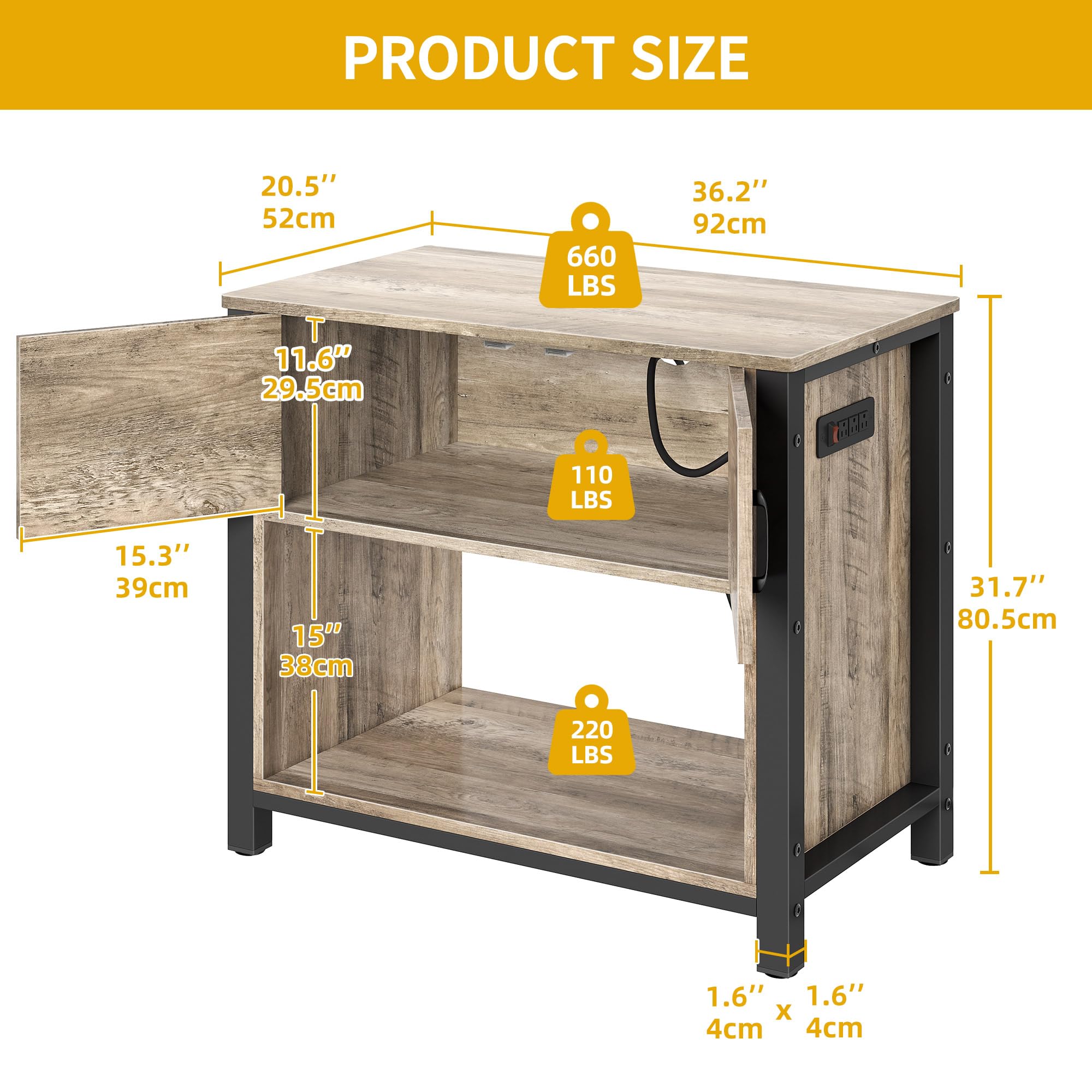 DWVO 40-50 Gallon Heavy Duty Metal Aquarium Stand with Power Outlets & Storage Cabinet – 660LBS Capacity Fish Tank Stand for Turtle Tanks, Reptile Terrariums, Grey – Perfect for Home, Office, or Classroom Aquatic Displays