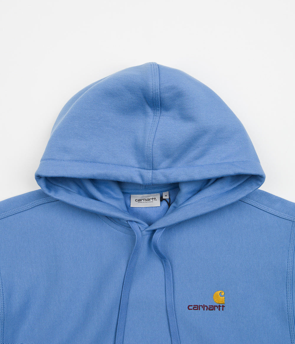 Carhartt American Script Hoodie - Men's & Women's Pullover Sweatshirt | Heavyweight Cotton Fleece | Relaxed Fit | Piscine Color | Perfect for Work, Outdoor & Casual Wear