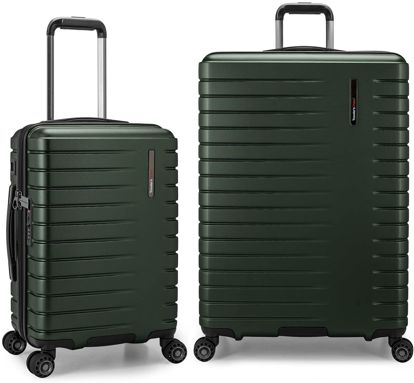 Traveler's Choice Archer Polycarbonate Hardside Spinner Luggage Set - 2-Piece Lightweight Suitcase with Tie Down Straps, Green - Perfect for Air Travel & Business Trips