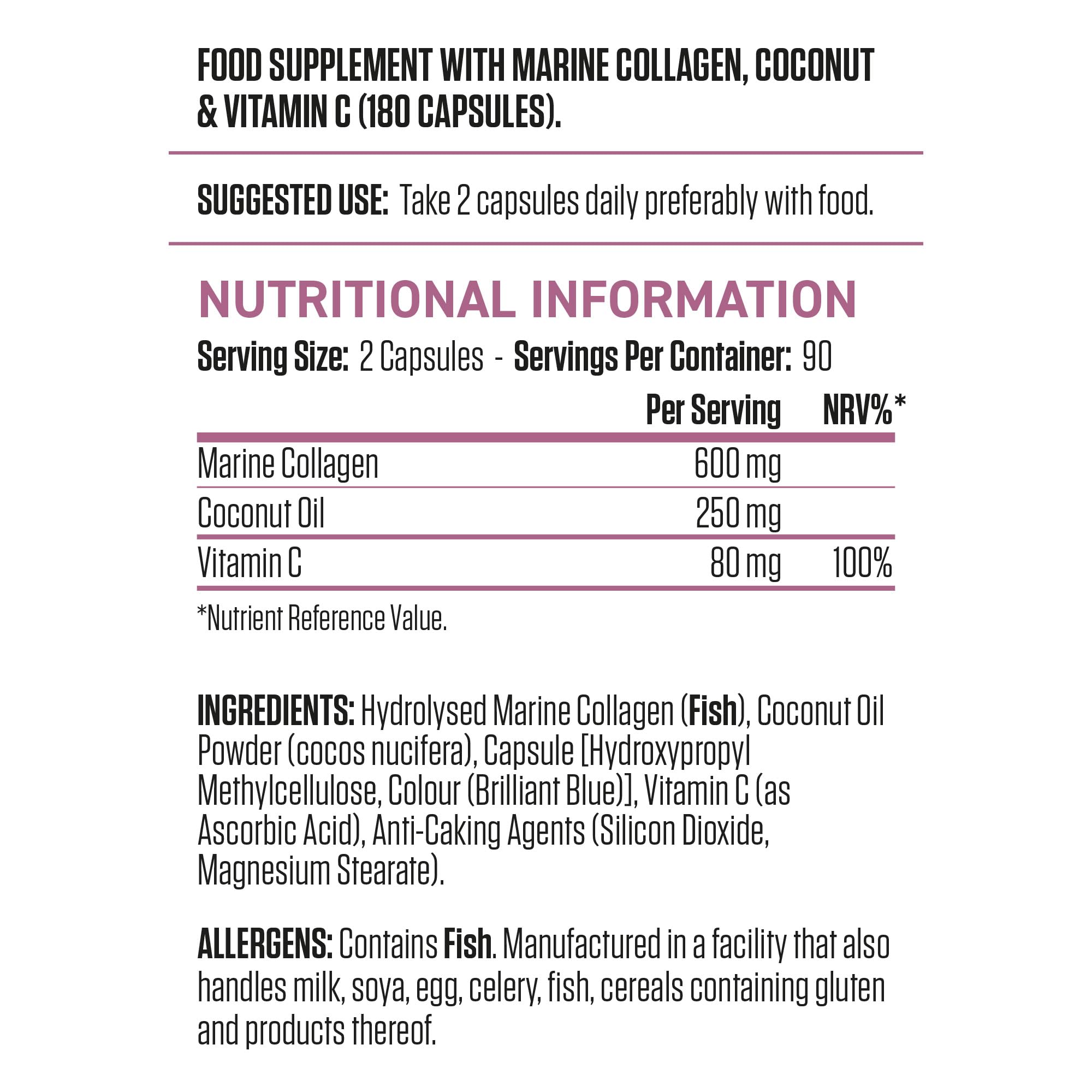 Applied Nutrition Collagen + Coconut Supplement - 180 Capsules | Supports Skin, Hair & Joint Health | Perfect for Daily Beauty & Wellness Routine