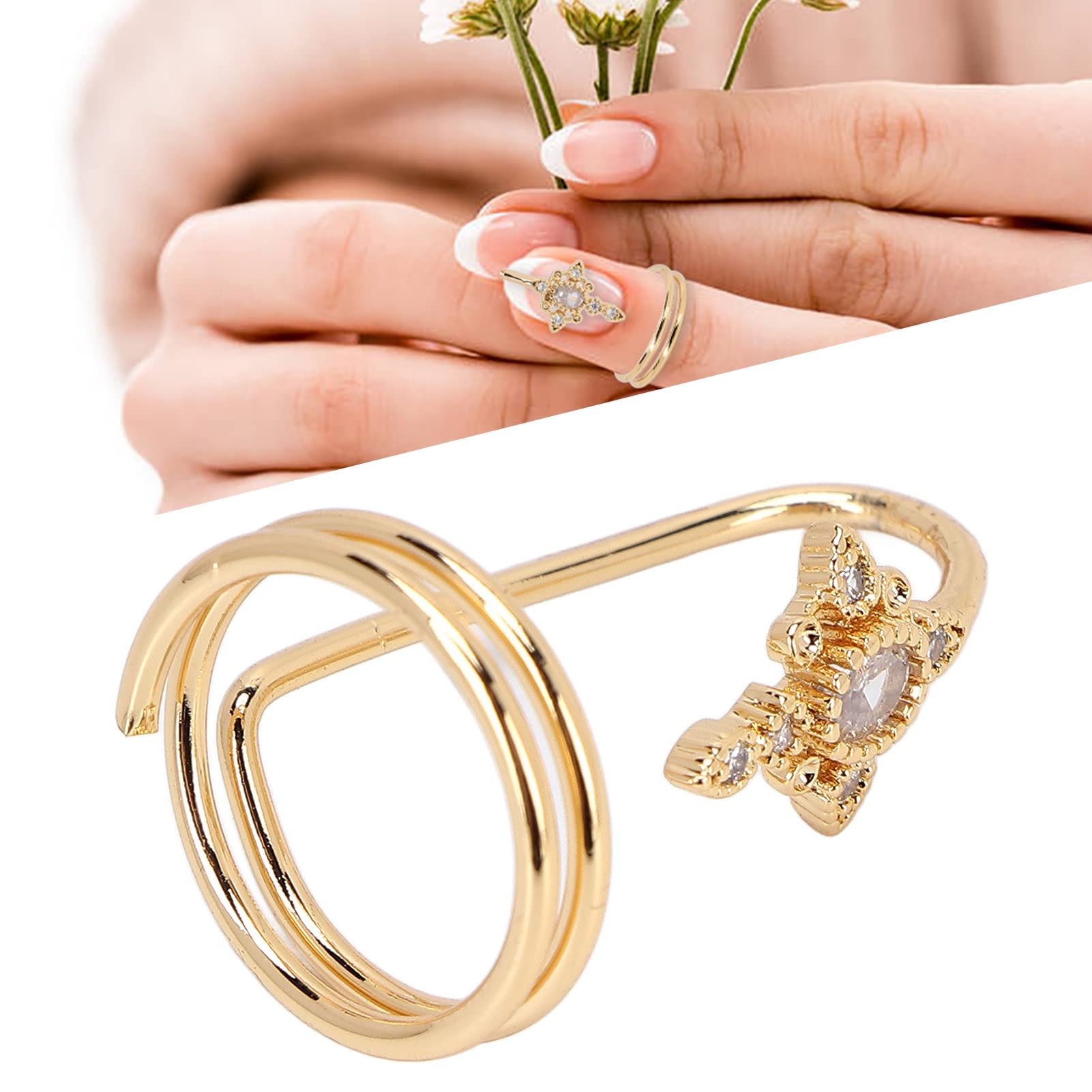 Fashionable Women's Finger Nail Rings - 3057 Gold Knuckle Rings, Nail Cover Jewelry for Manicure & Nail Art Decorations | Perfect for Daily Wear, Parties, and Special Occasions