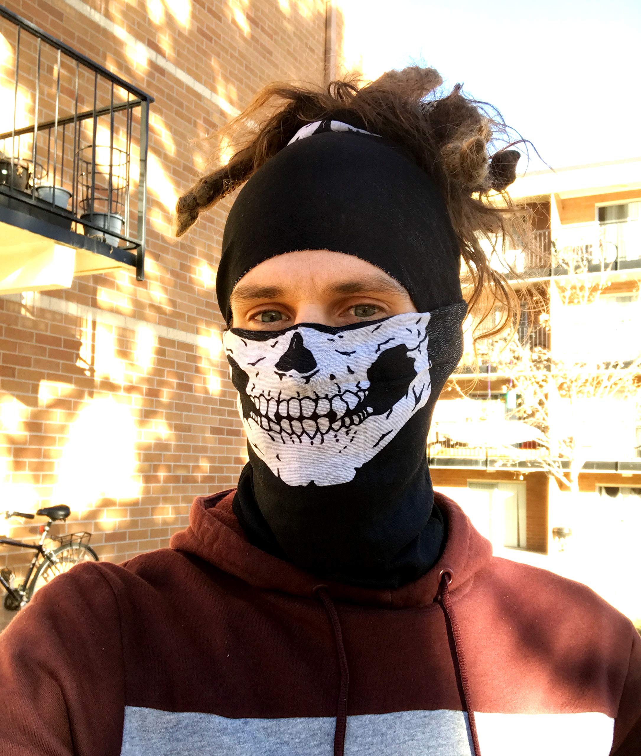 Skull Skeleton Face Mask - Breathable Motorcycle Bandana & Seamless Scarf for Bikers, Outdoor Sports & Halloween Costume Accessories