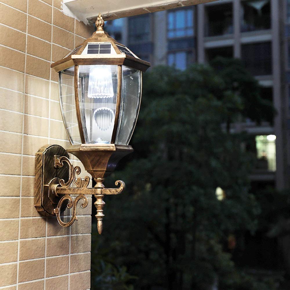 Waterproof Solar Wall Light - Outdoor Anti-Rust Metal Sconce with LED for Balcony, Garden, Patio | European Retro Style Villa & Loft Decoration | Energy Saving Reading Lamp for Nighttime Use