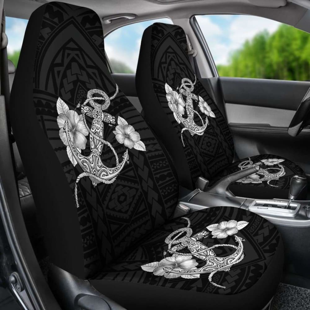 Premium White Polyester Tribal Print Car Seat Covers - Universal Fit for Cars, Trucks & SUVs - Stylish Protection for Daily Commutes & Road Trips