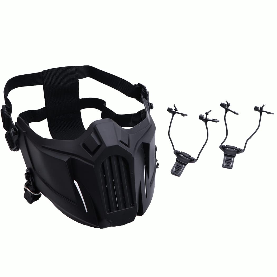 Tactical Airsoft Half Face Mask - Black Protective Gear for Outdoor Sports, Airsoft Games & Cosplay | Durable & Breathable Design for Maximum Safety