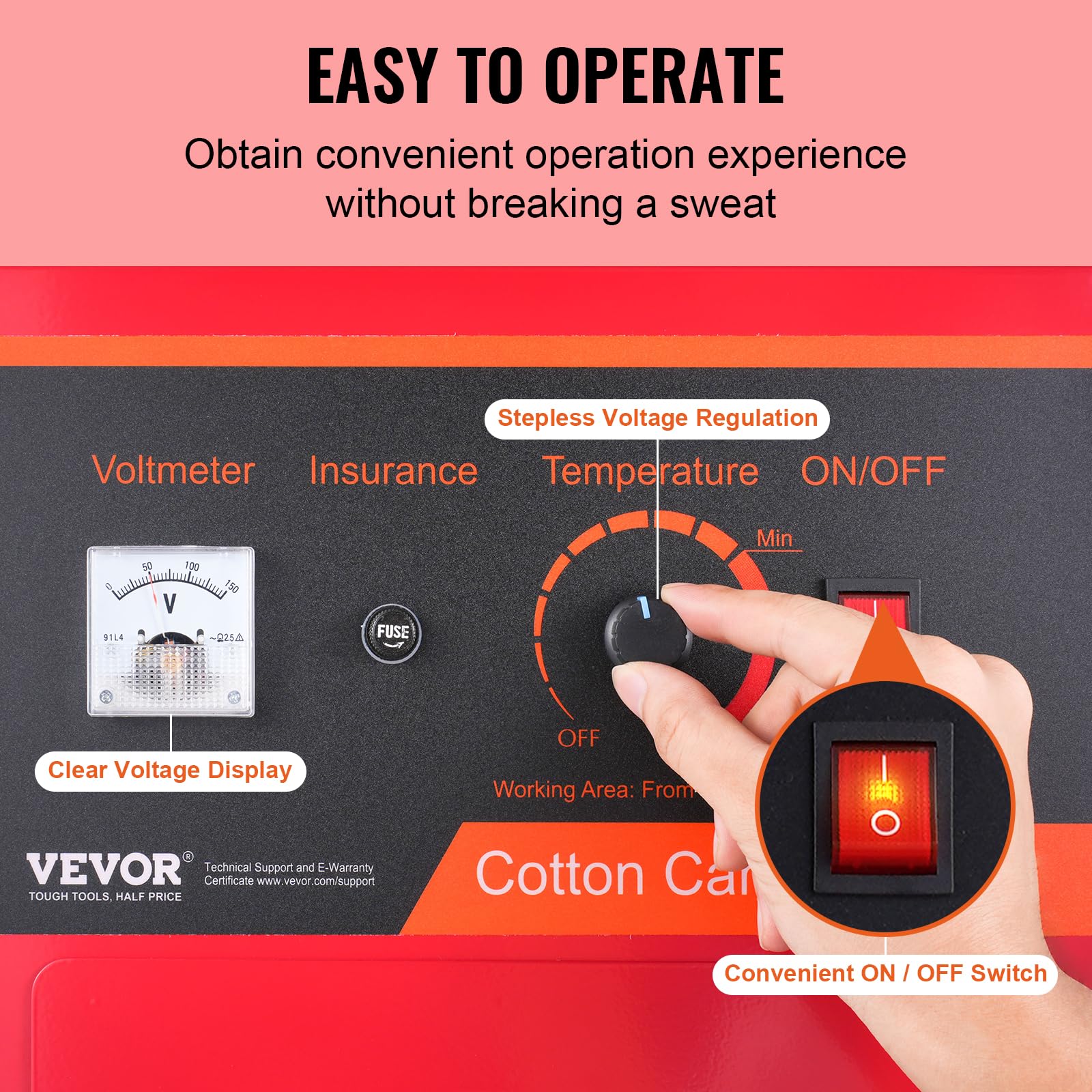 VEVOR 1000W Commercial Electric Cotton Candy Machine with Stainless Steel Bowl, Sugar Scoop & Drawer - Perfect for Kids Birthday Parties, Family Gatherings, Carnival Events & Home Use (Red)