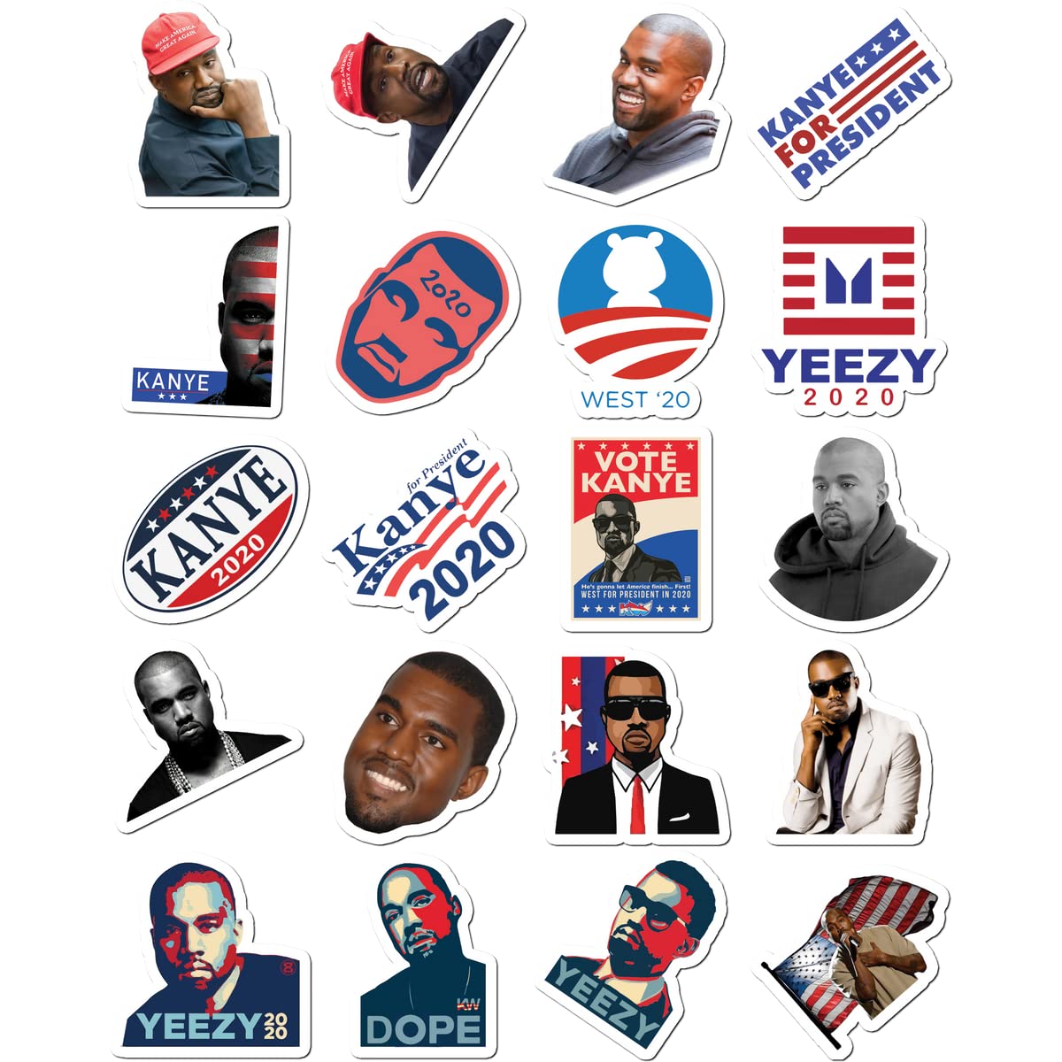 Premium Vinyl Stickers - Kanye West Inspired Decals for Laptop, Bike, Car, Truck, Water Bottle, Home Decor, Luggage, Guitar & Skateboard - White, 8.5 x 11 Inches - Perfect for Personalizing Your Belongings & Gifts
