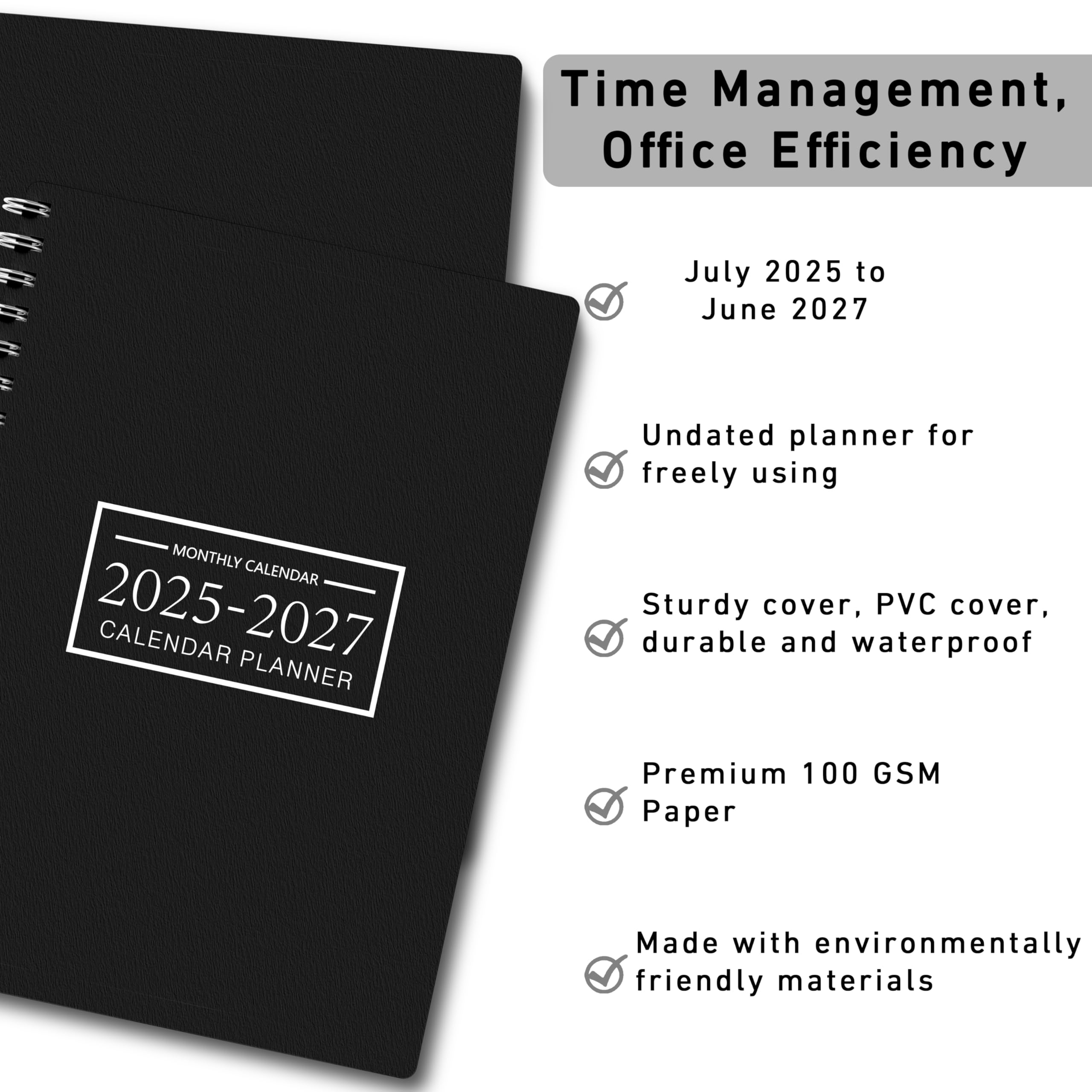 July 2025 - June 2027 Monthly Planner | 24-Month Academic Calendar | 9×11 Inch Teacher Planner with Hard PVC Cover & Spiral Binding | Time Management Organizer for School, Office & Home Use | Perfect for Lesson Planning, Work Scheduling & Personal Productivity