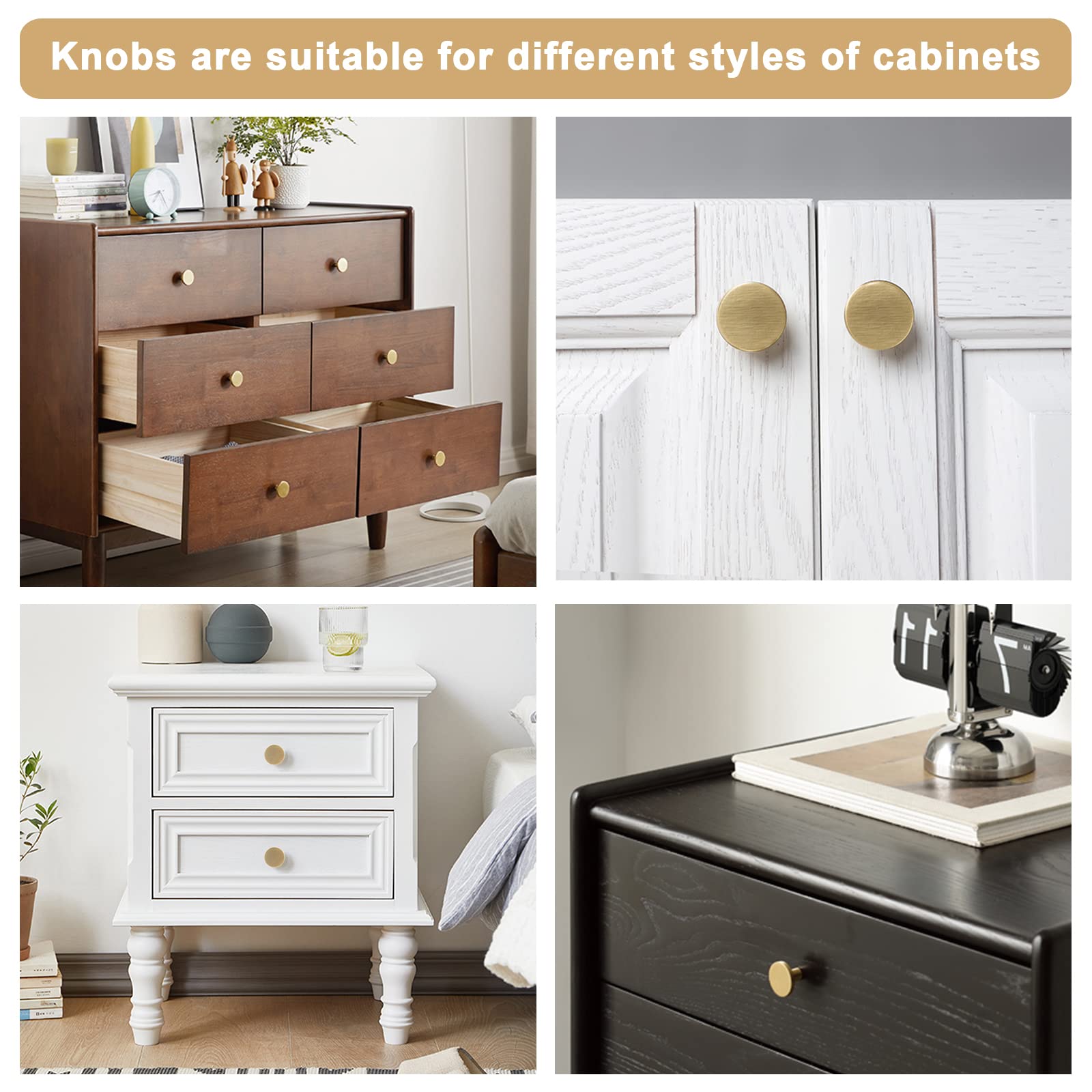 WEAVERBIRD 4-Pack Round Cabinet Knobs Brushed Gold Finish - Premium Zinc Alloy Kitchen Cabinet Hardware for Drawers & Cupboards | Perfect for Home Renovation, DIY Projects & Furniture Upgrades