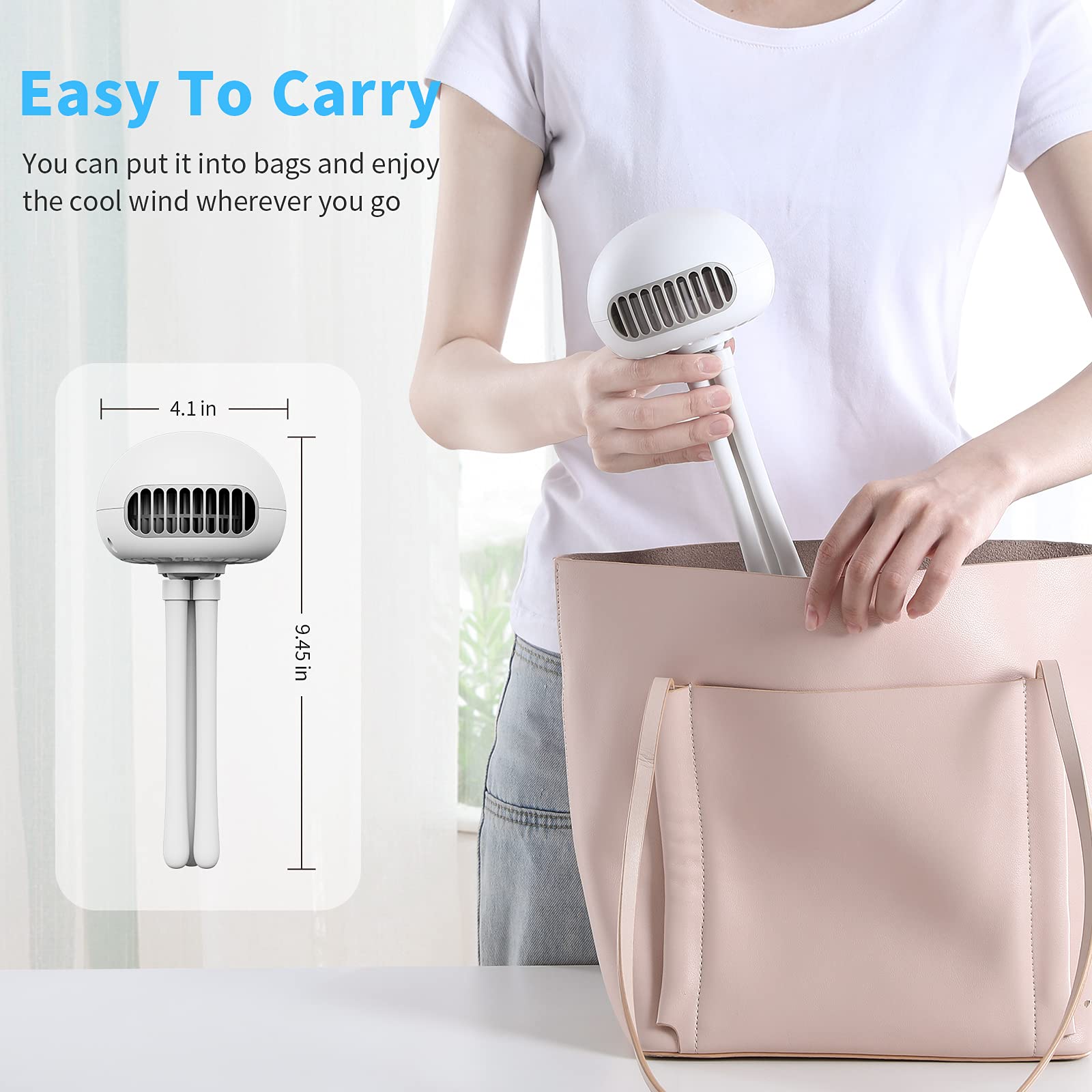 SmartDevil 3-Speed Portable Clip-On Stroller Fan with Flexible Tripod & 60° Rotation - Rechargeable Battery Operated Handheld Fan for Baby Strollers, Car Seats, Treadmills, Camping, Office & Outdoor Activities (White)