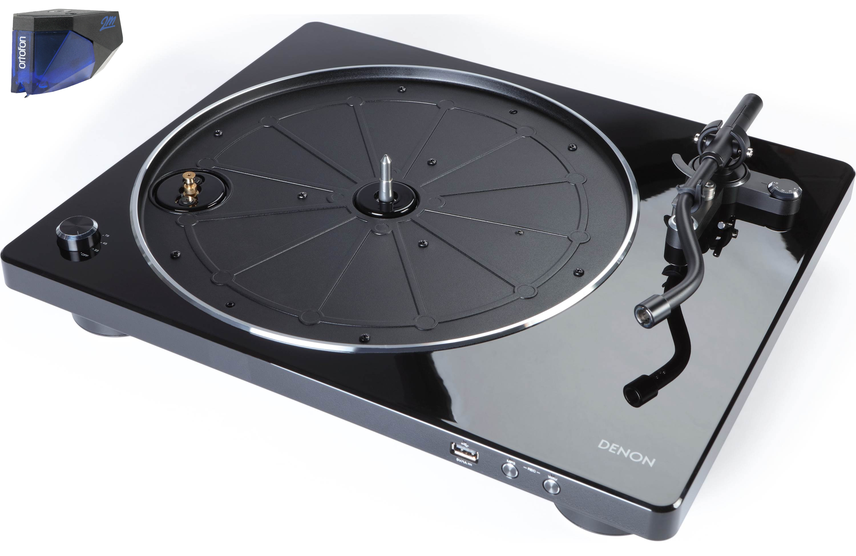 Denon DP-450USB Professional Turntable with Ortofon 2M Blue Cartridge - Hi-Fi Vinyl Record Player for Audiophiles & DJs - Perfect for Home Listening & Music Production Studios