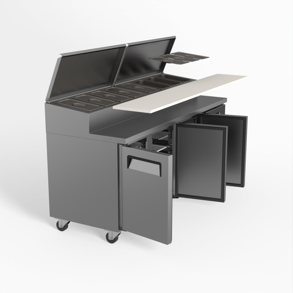 AG 3 Door Commercial Saladette Refrigerator - Holds 8 x 1/3 GN Food Storage Trays - Perfect for Restaurants, Delis & Catering Businesses