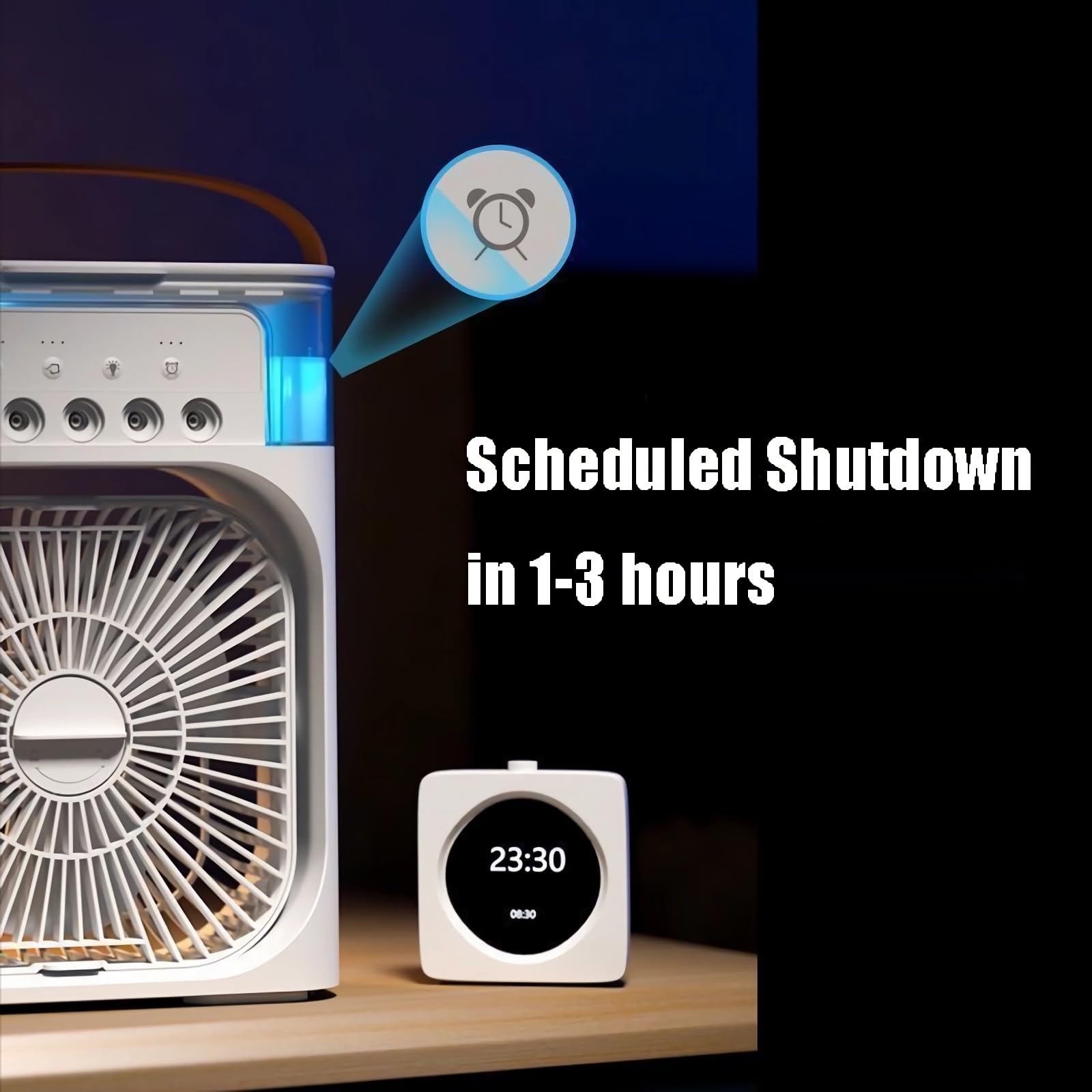 Icy Blast Fan - 4-in-1 Portable Mini Desk Fan with Mist Spray, Personal Air Cooler, Humidifier & LED Night Light | Pure Frost Cooling for Home, Office & Outdoor Use