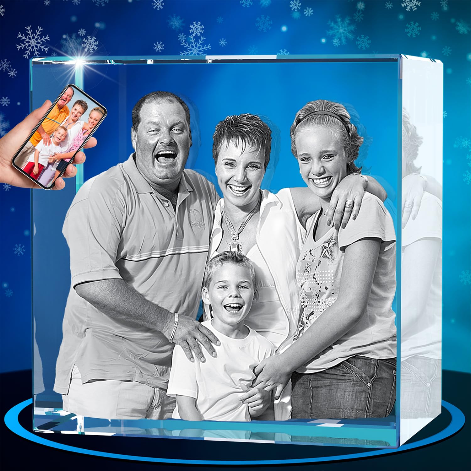 ArtPix 3D Crystal Photo - Personalized Custom Laser Engraved Square Crystal Gift with Your Picture | Unique Anniversary, Memorial & Couples Present for Dad, Mom, Men & Women | Perfect for Weddings, Birthdays & Special Occasions