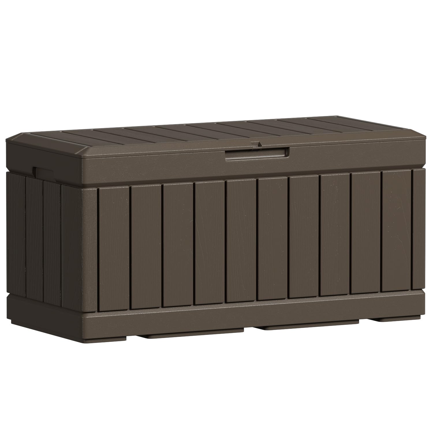Greesum 82 Gallon Resin Deck Box - Large Outdoor Storage Container for Patio Furniture, Garden Tools & Pool Accessories | Weatherproof, UV Resistant & Lockable Deck Storage Box in Deep Brown | Perfect for Backyard, Poolside & Garden Organization