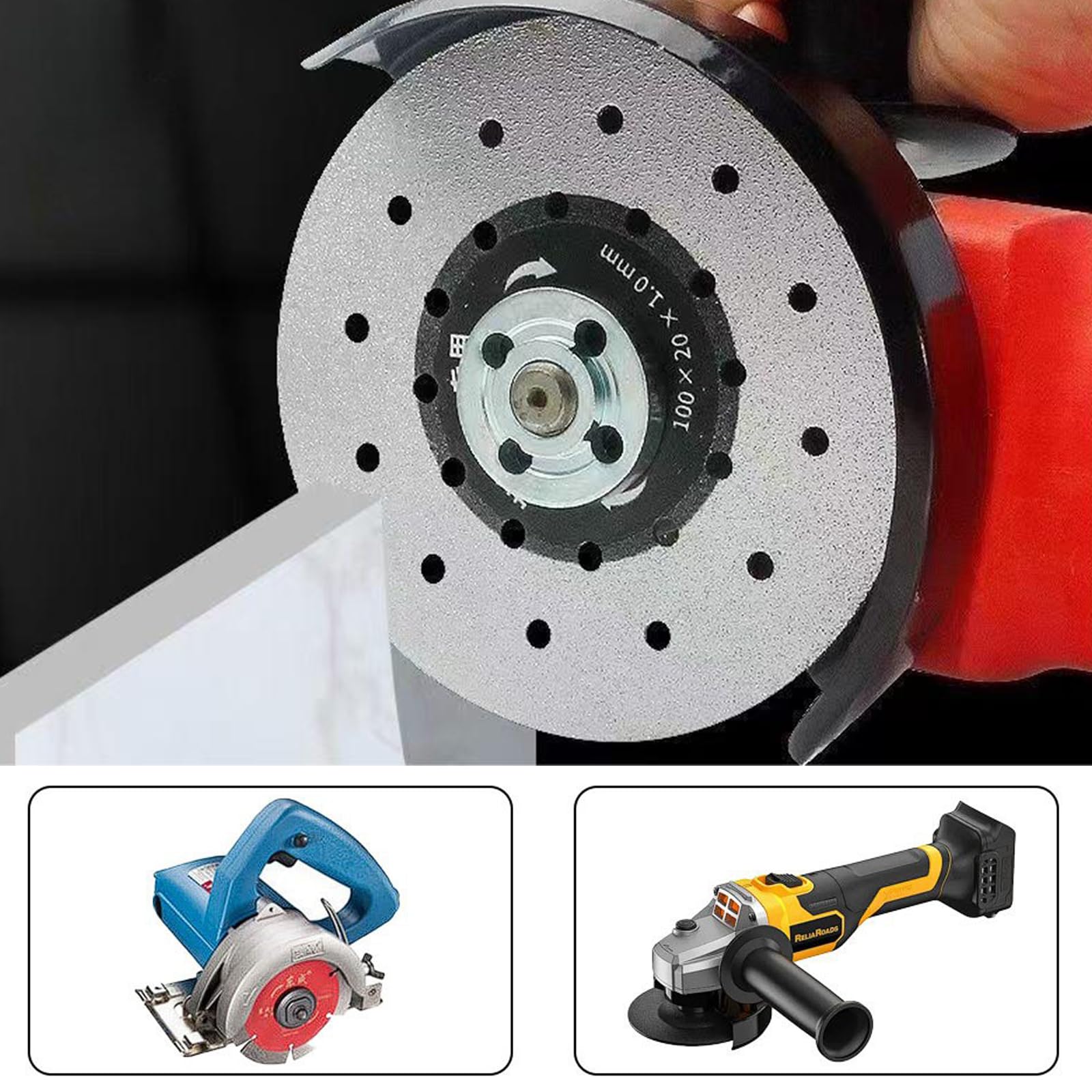 4-Inch Diamond Grinding Disc for Stone, Ceramic Tile & Rock Slab - 5-Piece Porous Widened Cutting Blade Set for Angle Grinder - Perfect for DIY Home Renovation, Tile Installation & Masonry Work