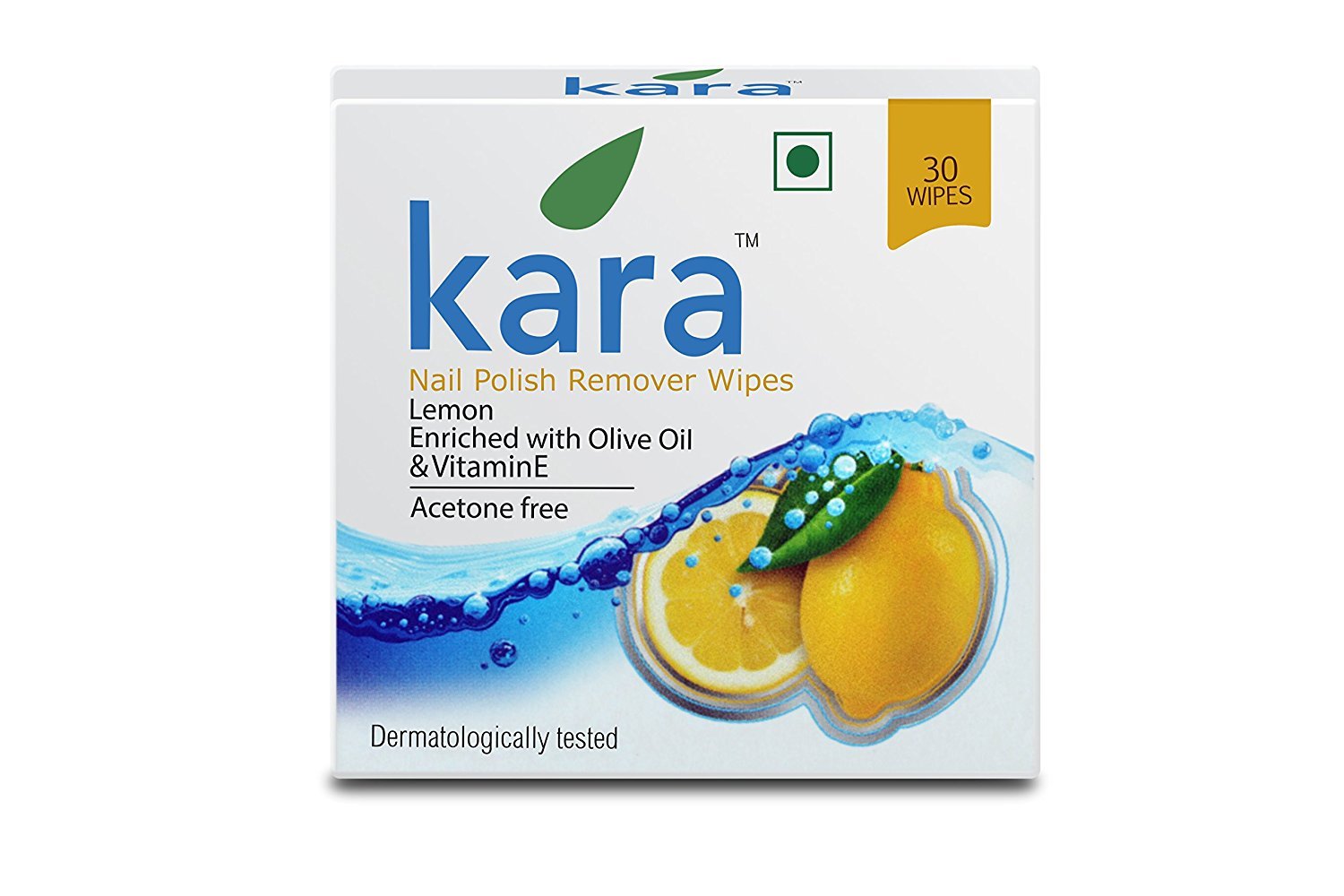 Kara Wipes Nail Polish Remover with Vitamin E & Lemon Extract - Gentle & Effective Nail Polish Remover Wipes (30 Pads per Pack, Pack of 2) - Perfect for Travel, Manicures & Quick Nail Polish Removal
