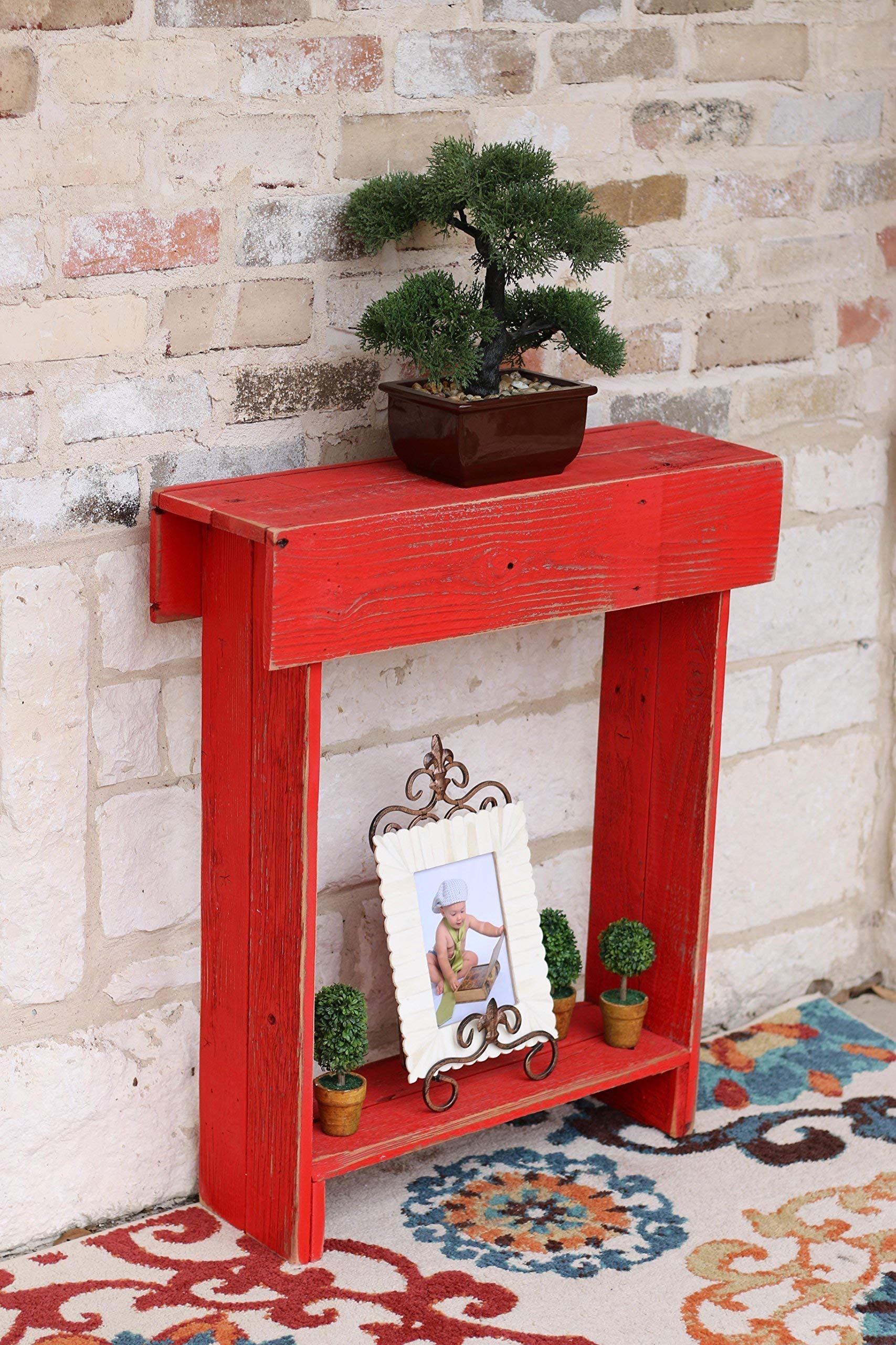 Slim Red Wall Mounted Console Table - Modern Narrow Entryway Table for Small Spaces | Perfect for Hallway, Living Room & Bedroom Decor