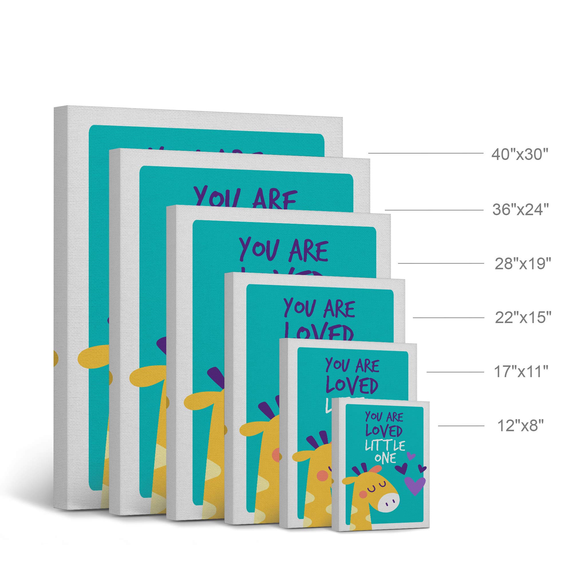 You Are Loved Little One Quote Wall Decor - Blue Background Canvas Print for Kids Room, Nursery & Baby Room - Ready to Hang 28x19 Inch - Made in USA | Perfect for Newborn Gifts & Nursery Wall Art