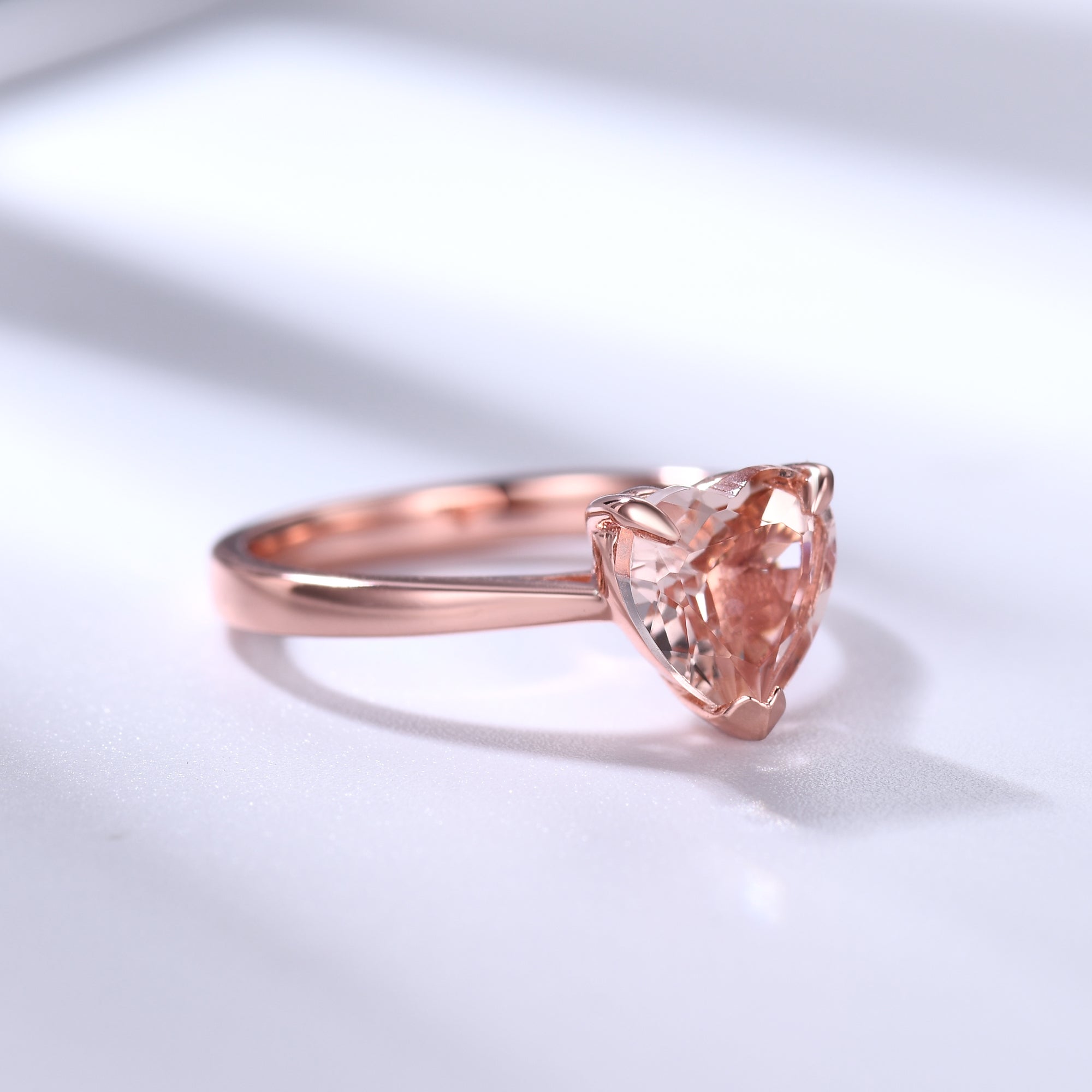 1 Carat Heart Shaped Natural Morganite Solitaire Engagement Ring in Rose Gold - Perfect for Proposals, Anniversaries & Romantic Occasions