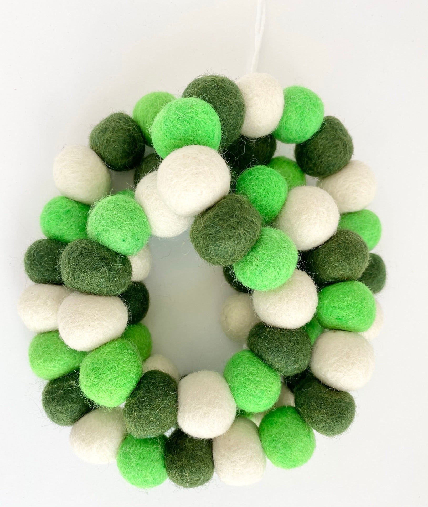 St. Patrick's Day Felt Ball Garland - Green & Gold Party Decor for Irish Themed Events, Home Decor, and Holiday Celebrations