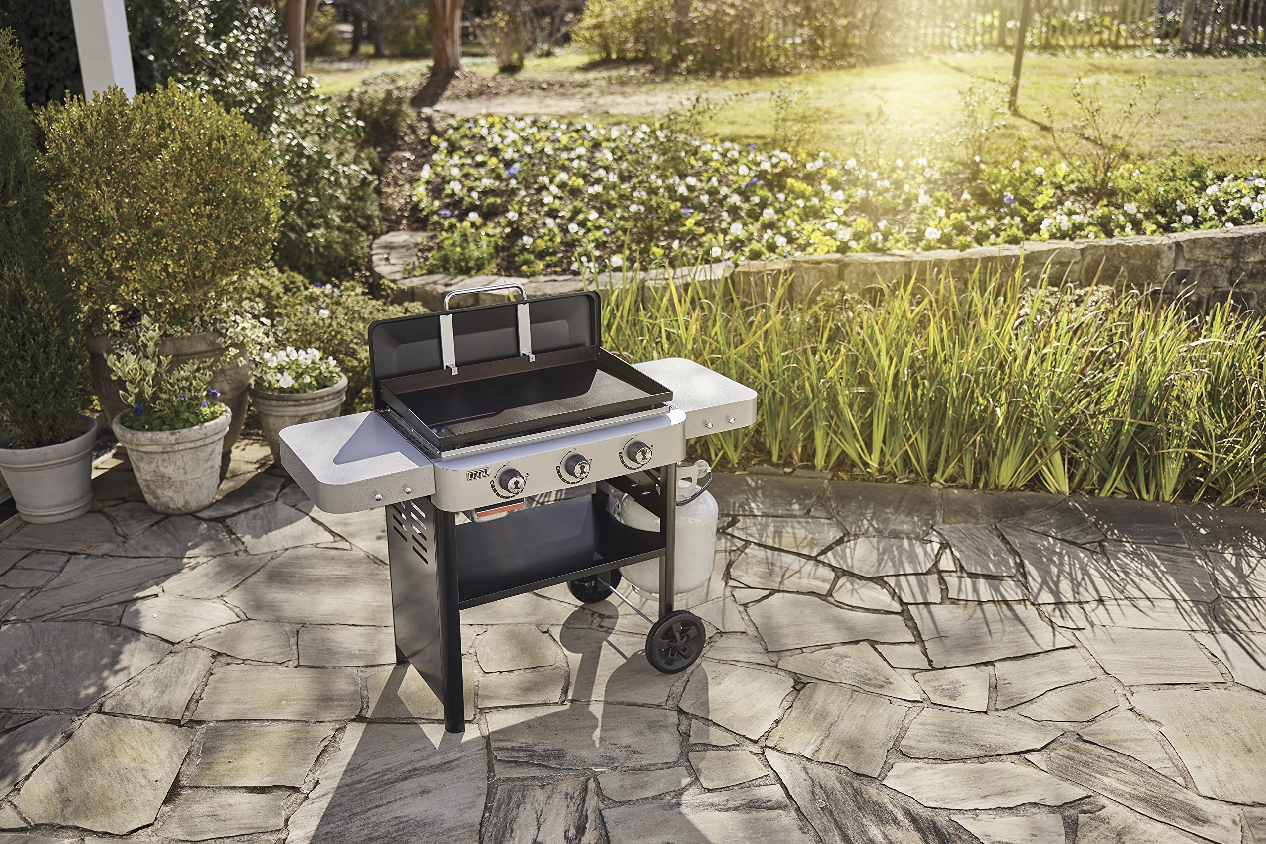 Weber 28 Inch 3-Burner Black Gas Griddle for Outdoor Cooking, Backyard BBQ, and Camping - Perfect for Patio, Tailgating, and Family Gatherings