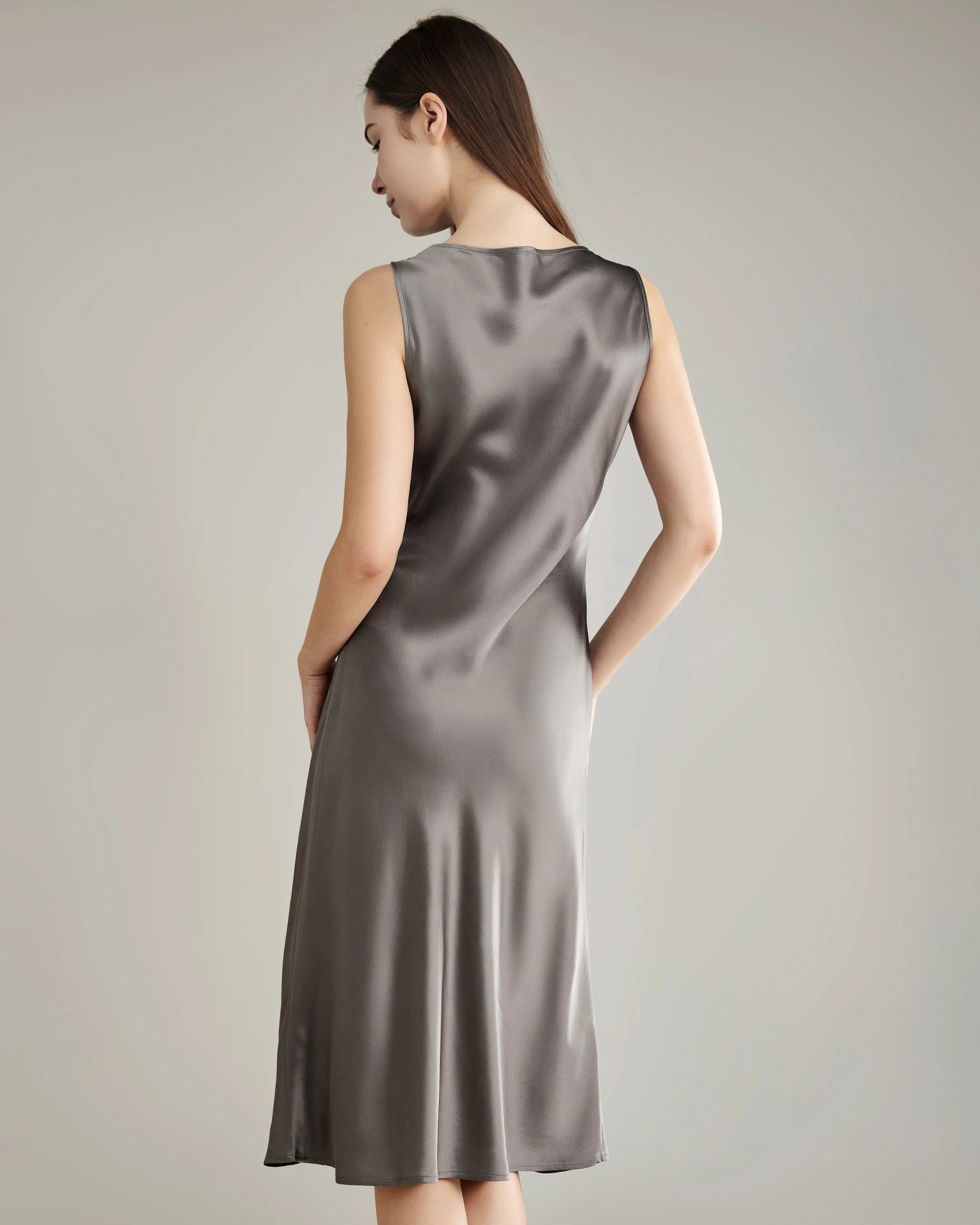 Elegant Silk Dresses with Asymmetrical Cowl Neck - Women's Flowy Summer Dress for Party, Wedding & Special Occasions