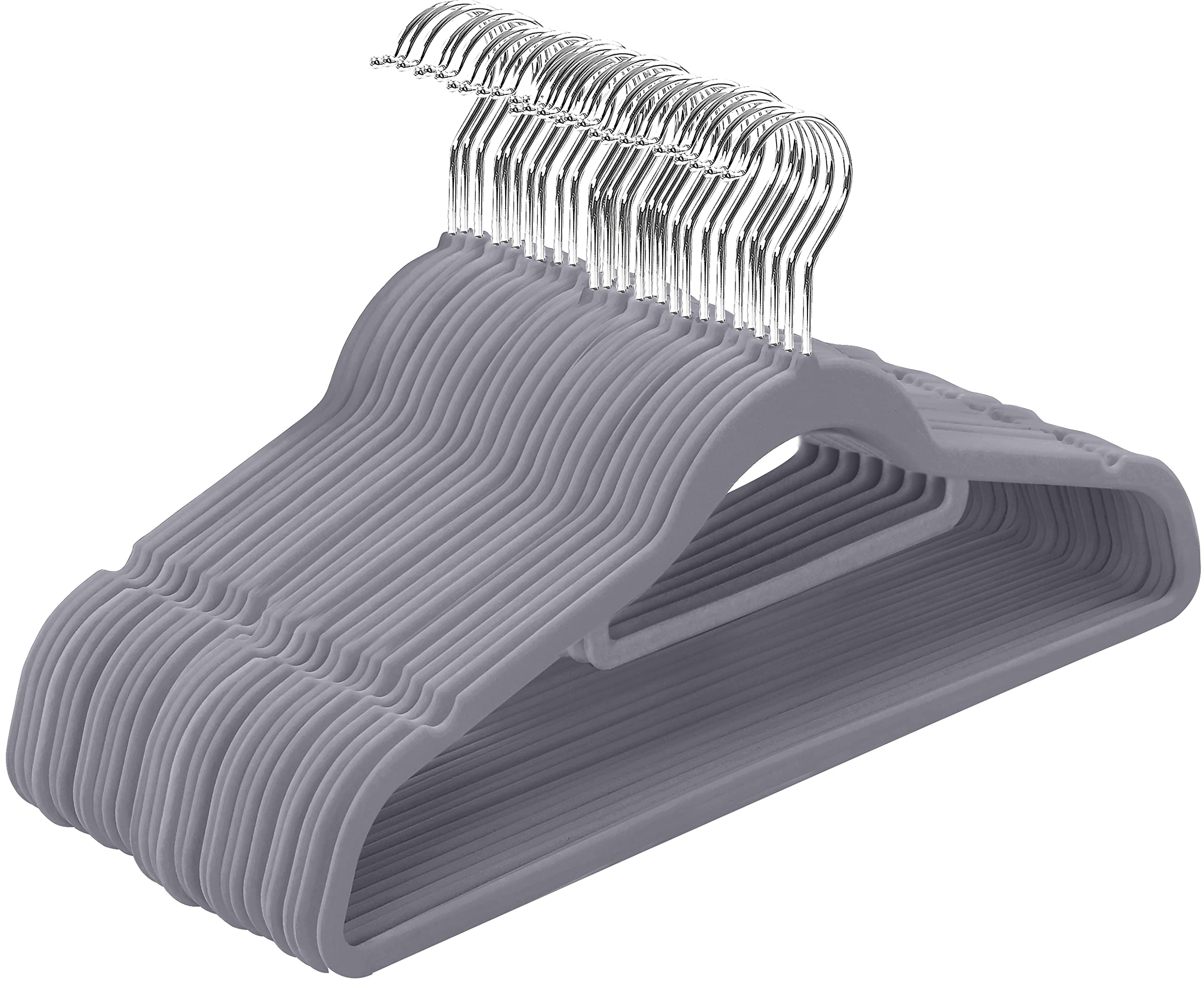 Utopia Home 50-Pack Premium Velvet Non-Slip Clothes Hangers with Tie Bar - 360° Rotatable Heavy Duty Coat Hangers (Grey) - Perfect for Closet Organization, Travel & Delicate Garment Care