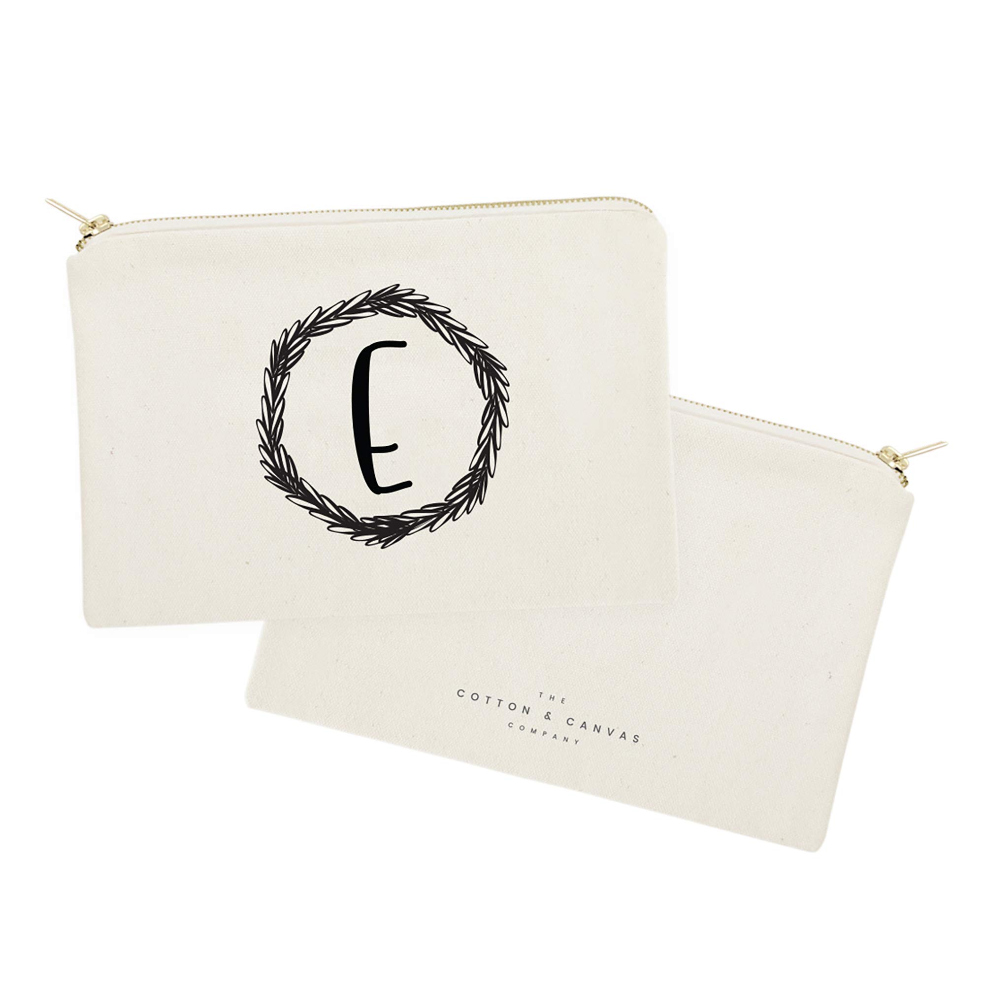 Personalized Monogram Initial E Cosmetic Bag - Cotton & Canvas Travel Makeup Pouch for Women | Perfect for Travel, Gym & Everyday Use