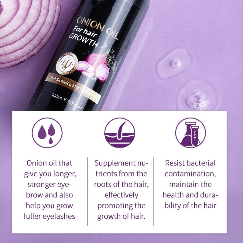 100ml Onion Hair Growth Essential Oil for Thicker & Stronger Hair - Promotes Scalp Health & Reduces Hair Loss - Perfect for Daily Hair Care Routine & Natural Treatment
