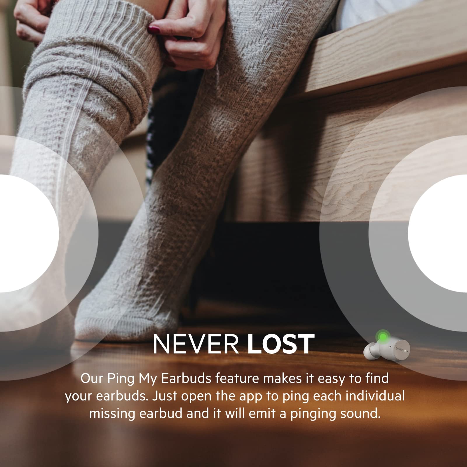 Belkin SoundForm Immerse True Wireless Earbuds with Hybrid ANC - Wireless Charging, IPX5 Waterproof, Apple Find My & Ping for iPhone, Galaxy, Pixel - Perfect for Workouts, Commuting & Travel (White)