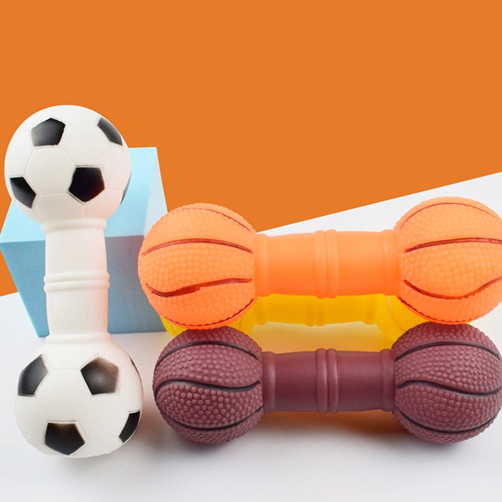 4 Pack Durable Dog Chew Toys - Interactive Rubber Balls & Squeaky Puppy Toys for Small & Large Dogs - Safe Molar Toys for Teething, Bouncing Play & Training - Includes Puppy Barbell Sound Toy (Vinyl) - Perfect for Indoor/Outdoor Play, Puppy Training & Teeth Cleaning