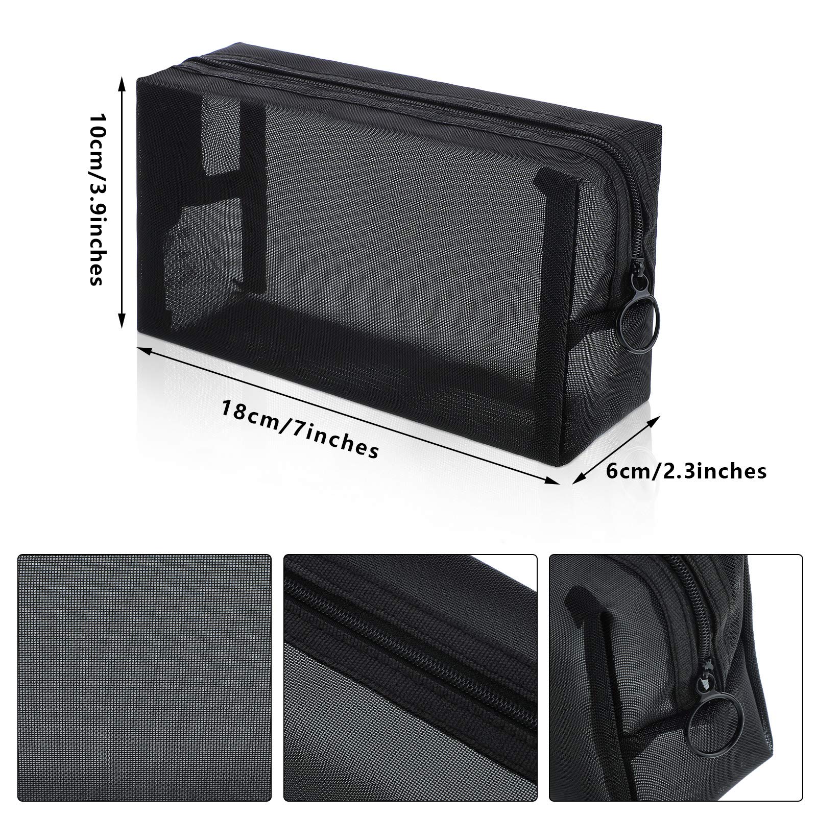Frienda 10-Piece Mesh Makeup Bags Set - Breathable Cosmetic Organizer with Black Zipper for Travel, Home & Office | Portable Toiletry Pouches for Makeup Brushes, Jewelry & Travel Essentials