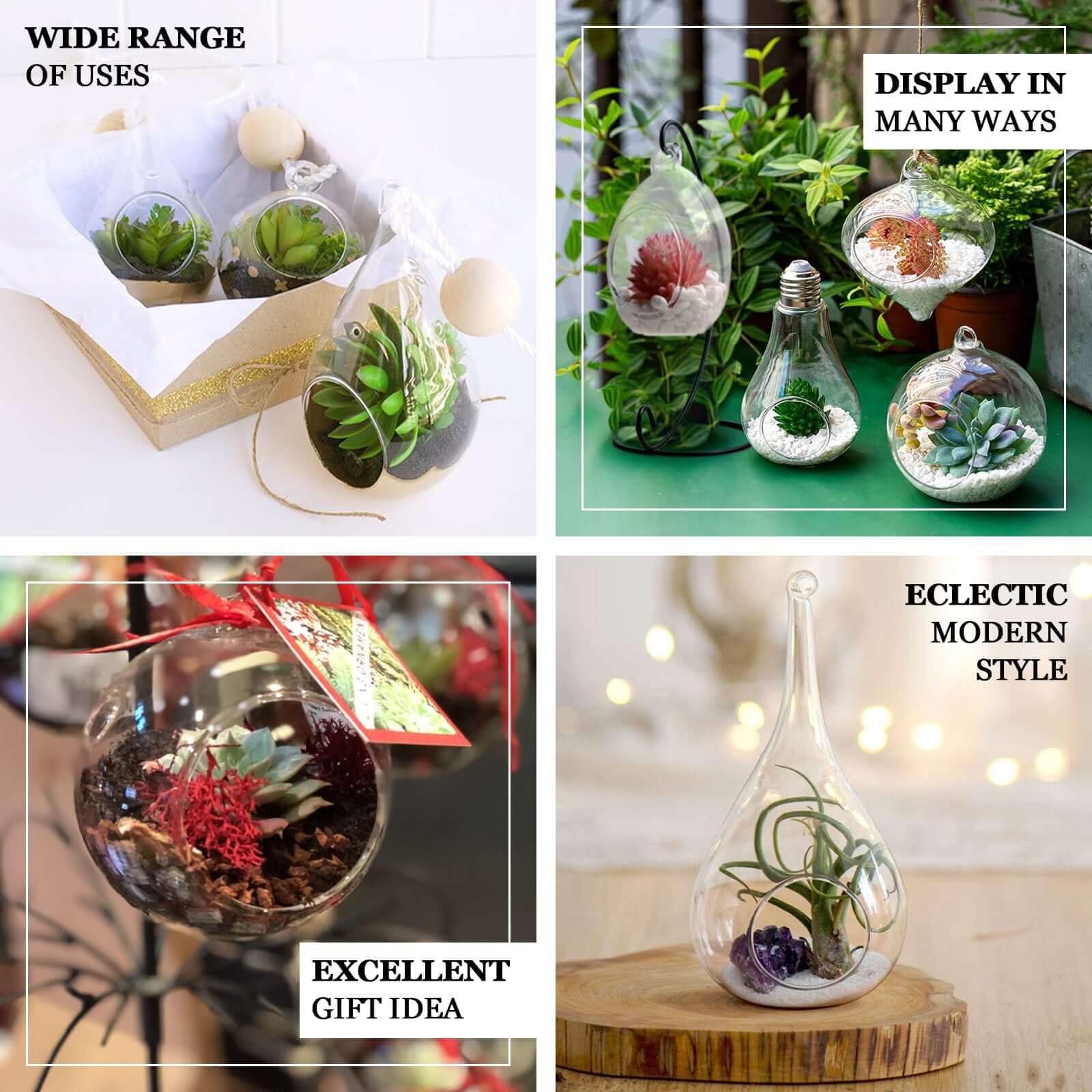 Efavormart 9 Inch Hanging Glass Terrarium with Rope - Air Plant Holder, Succulent Planter, DIY Terrarium Kit for Home Decor, Wedding Centerpiece, and Office Desk Decor