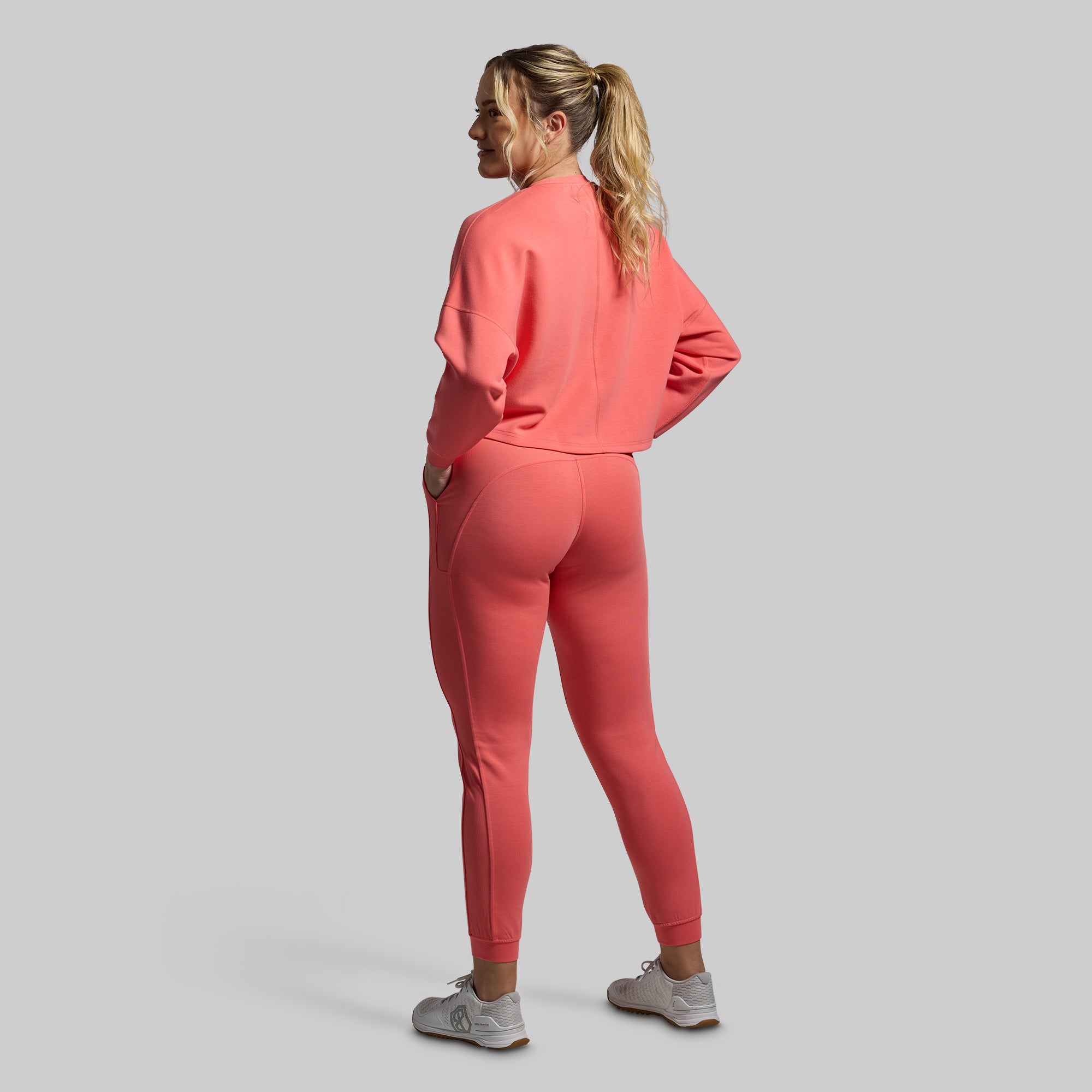 Women's Soft Lounge Lux Jogger Pants - Comfortable Elastic Waist Casual Sweatpants for Yoga, Home & Travel (Hot Peach)