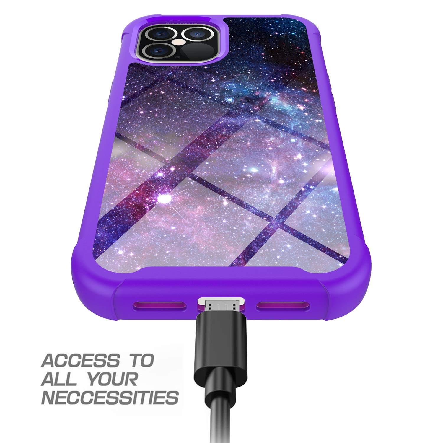 iPhone 12 Pro Max Case 6.7 Inch - Rosebono Hybrid IMD Design, Anti-Scratch Fashion Silicone Cover with Cute Colorful Graphic (Stardust) - Perfect for Daily Protection & Style Enhancement