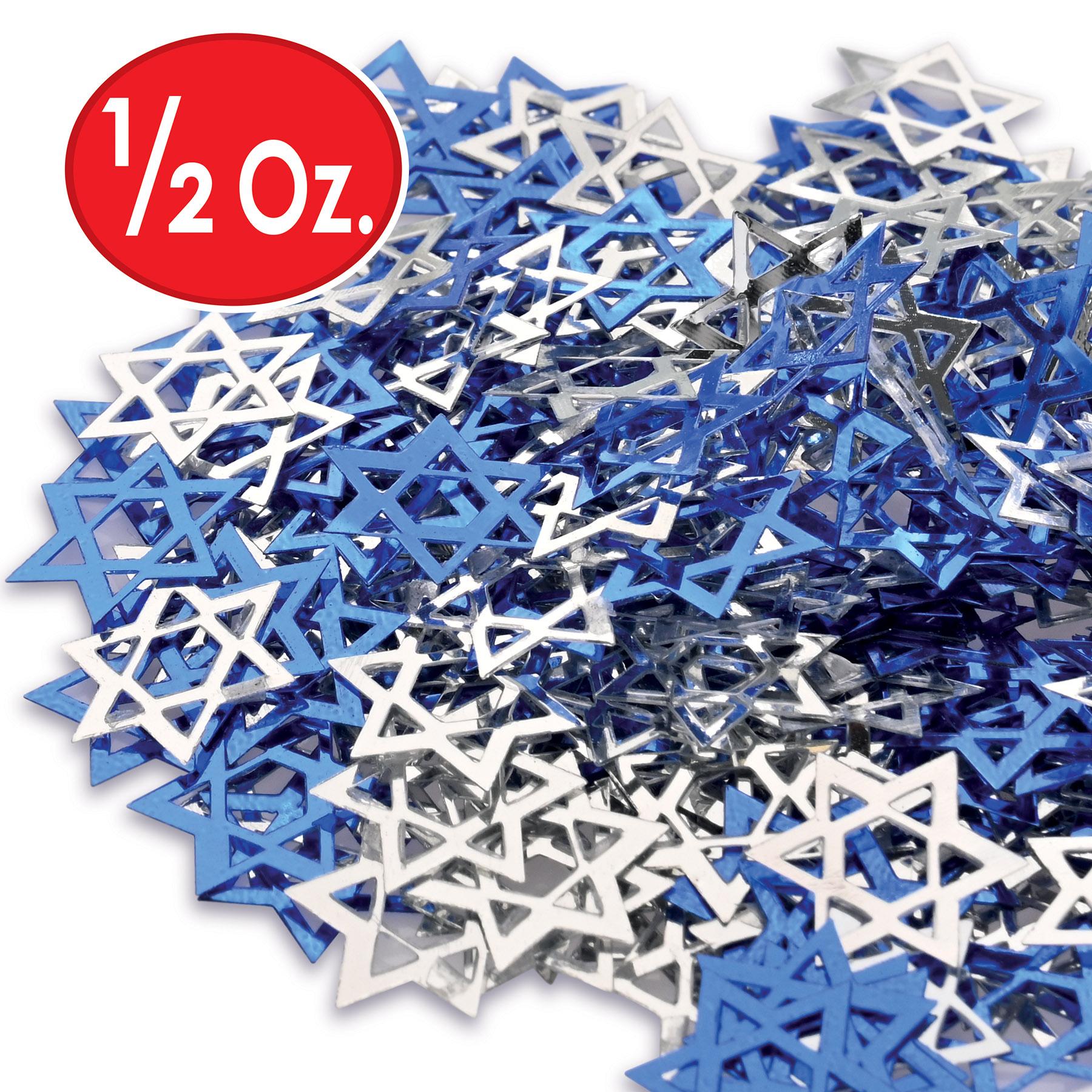 12 Pack Beistle Confetti Star of David Blue & Silver (0.5 Oz/Pkg) - Perfect for Hanukkah Decorations, Jewish Celebrations & Party Supplies