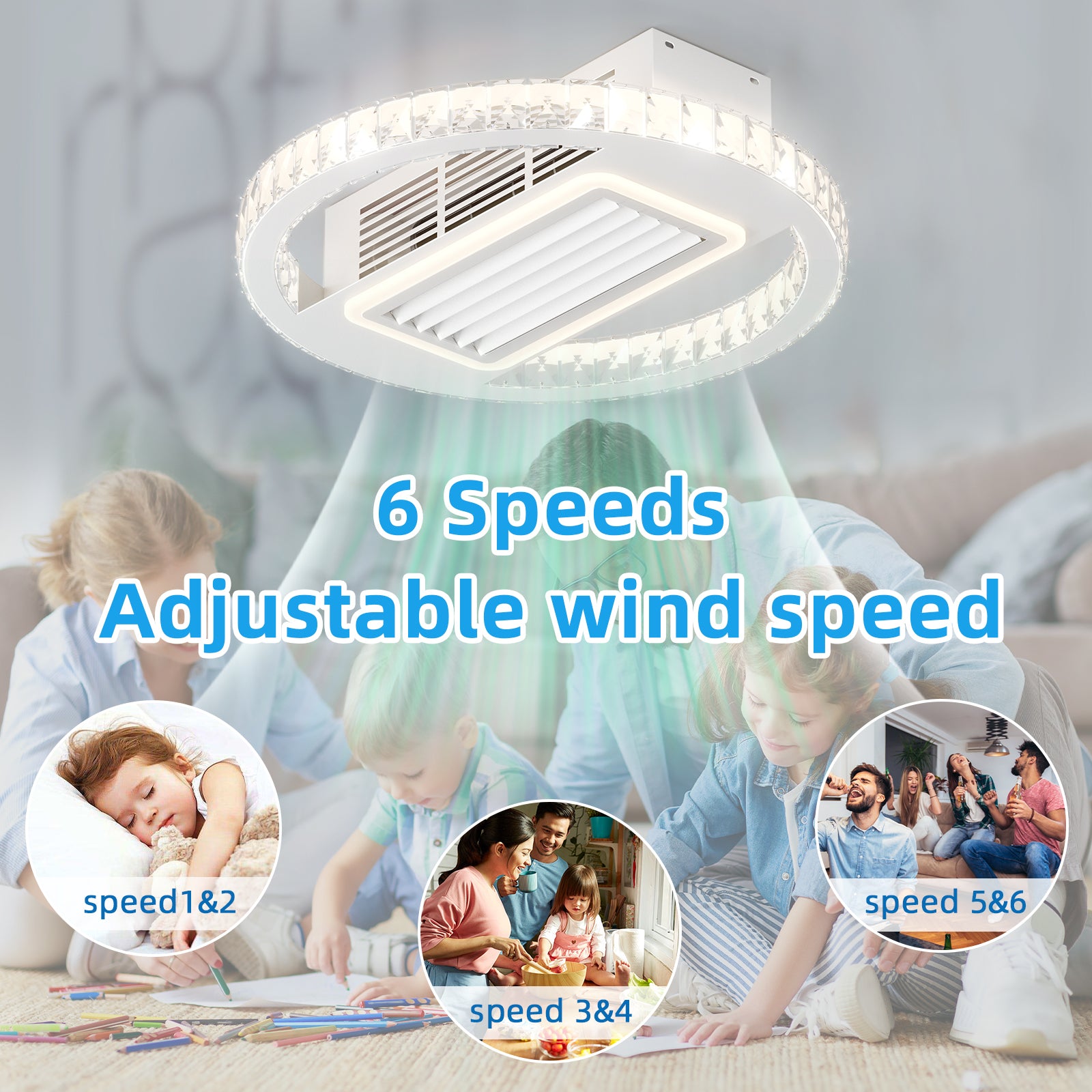 22 Inch Modern Leafless Ceiling Fan with Remote Control - Reversible Motor, Removable & Washable - Perfect for Bedroom, Living Room, and Office Spaces