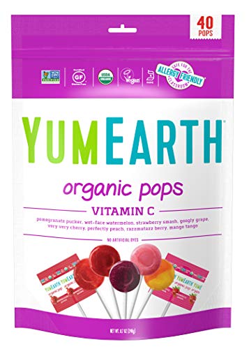 YumEarth Organic Fruit Flavored Vitamin C Lollipops - 40ct Variety Pack | Allergy Friendly, Gluten Free, Non-GMO, Vegan | No Artificial Flavors or Dyes | Perfect for Kids' Lunchboxes, Birthday Party Favors & Healthy Snacks