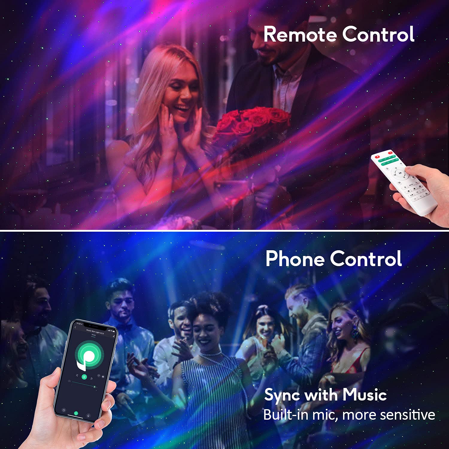 Northern Lights Galaxy Projector with Bluetooth Speaker, White Noise Machine, Timer & Remote - Starry Night Light for Bedroom, Kids & Adults - Works with Alexa & App Control - Perfect for Relaxation, Sleep Aid & Home Decor