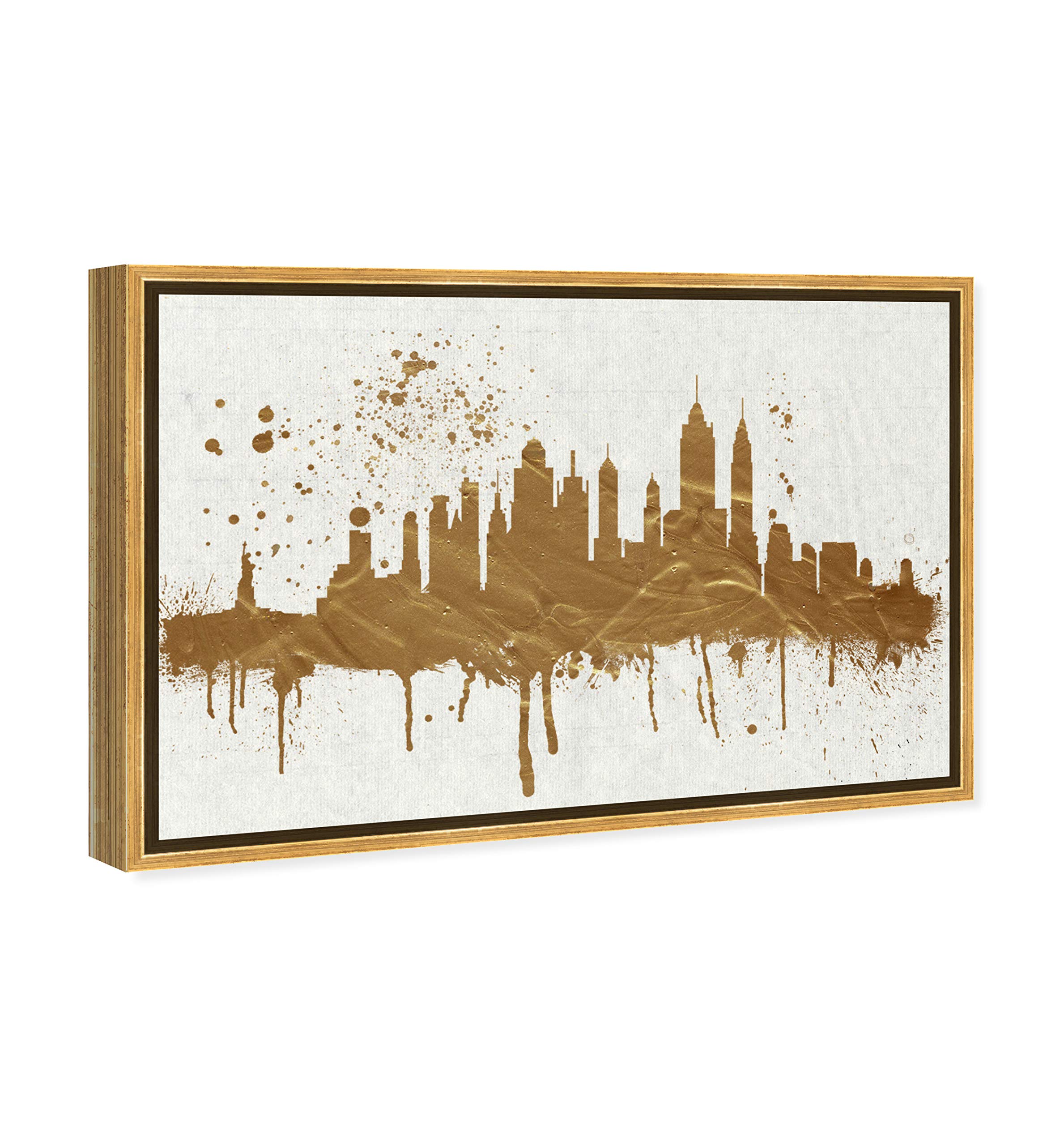 Gold NY Skyline Canvas Wall Art Prints - Modern Cityscape Decor for Living Room, Office & Bedroom