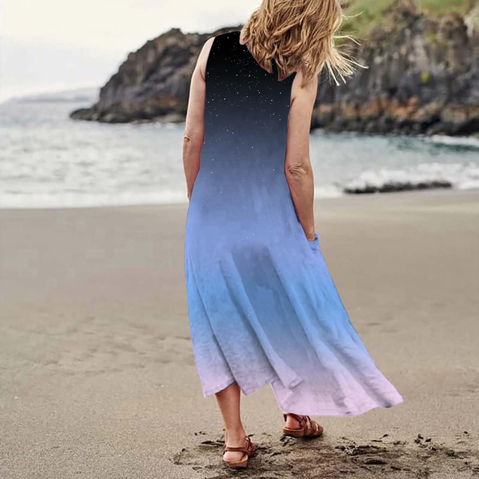 2024 Women's Summer Dresses - Casual Cotton Linen Sleeveless Maxi Dress with Pockets | Flowy Beach Tank Dress for Vacation, Outdoor & Daily Wear