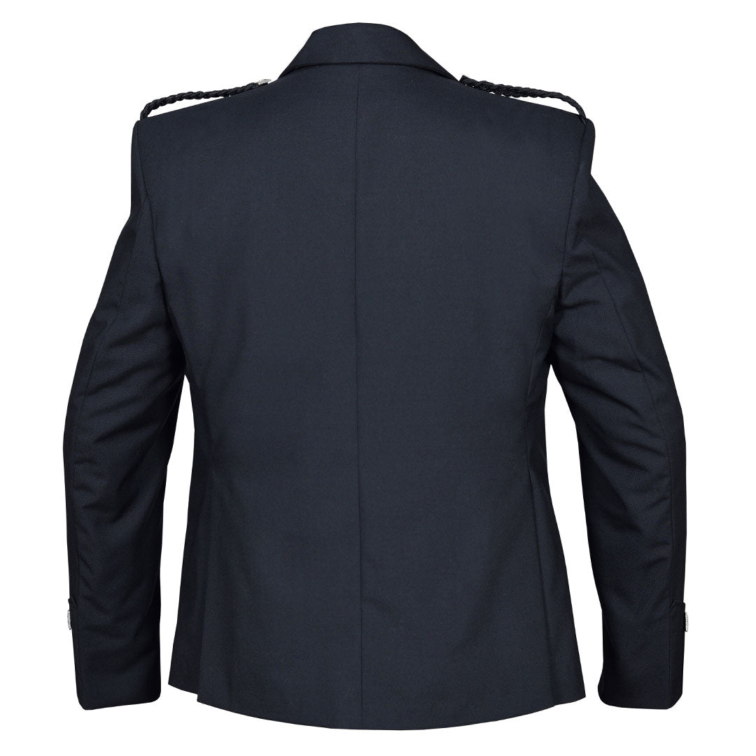 Argyll Jacket Black Barathea Wool Fabric With 5 Button Vest Gauntlet Style Cuffs | Premium Scottish Formal Wear for Weddings, Events & Special Occasions