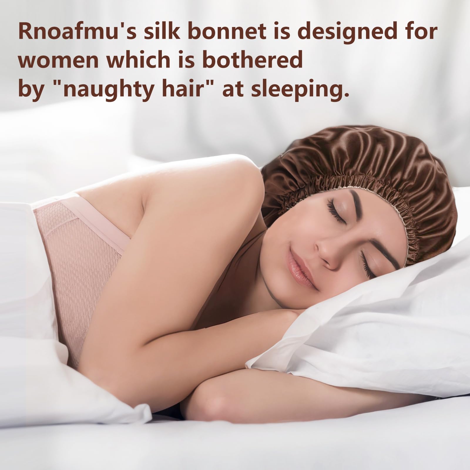 Silk Bonnet for Women Sleeping - Double Layer Satin Hair Wrap Bonnet for Curly & Natural Hair - Breathable Elastic Hair Cover for Night Protection & Hair Care - Perfect for Bedtime & Travel Use