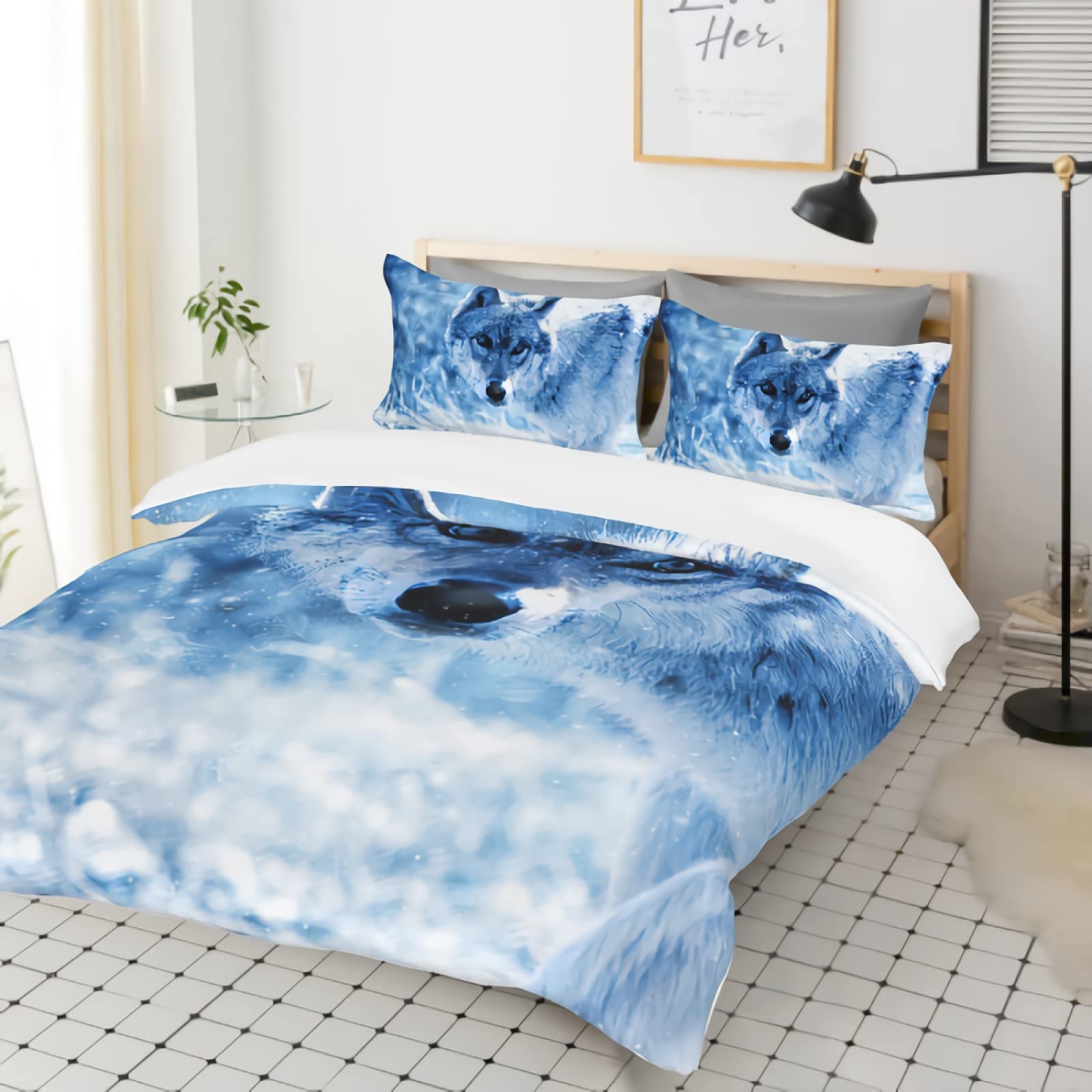 GREDBH 3D Snow Wolf Comforter Set King Size - Ultra Soft Bedding Quilt Duvet Cover with 2 Pillowcases for Cozy Winter Nights | Perfect for Cabin, Lodge, or Wolf-Themed Bedroom Decor
